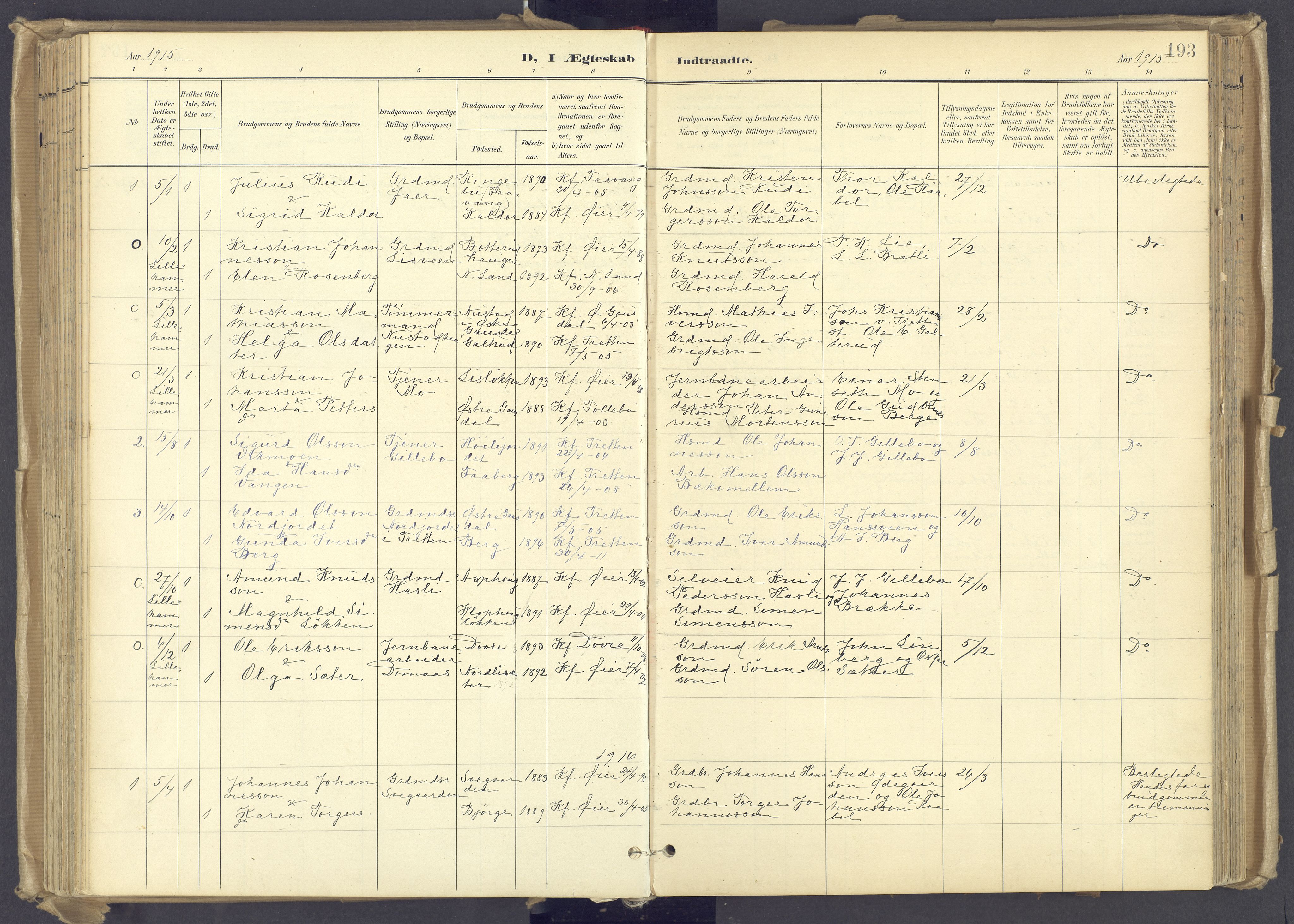 Øyer prestekontor, AV/SAH-PREST-084/H/Ha/Haa/L0012: Parish register (official) no. 12, 1897-1920, p. 193