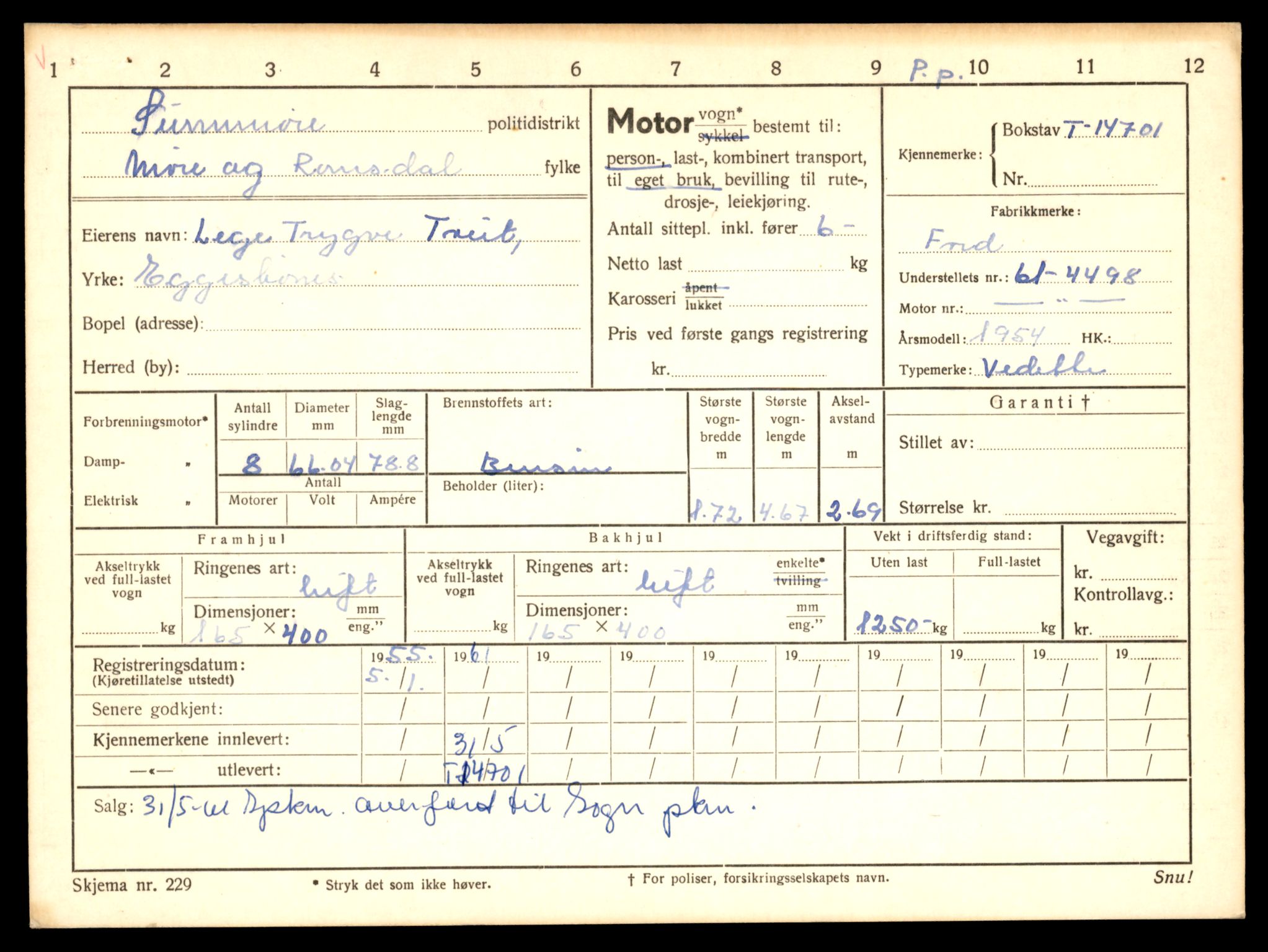 Møre og Romsdal vegkontor - Ålesund trafikkstasjon, AV/SAT-A-4099/F/Fe/L0047: Registreringskort for kjøretøy T 14580 - T 14720, 1927-1998, p. 2853