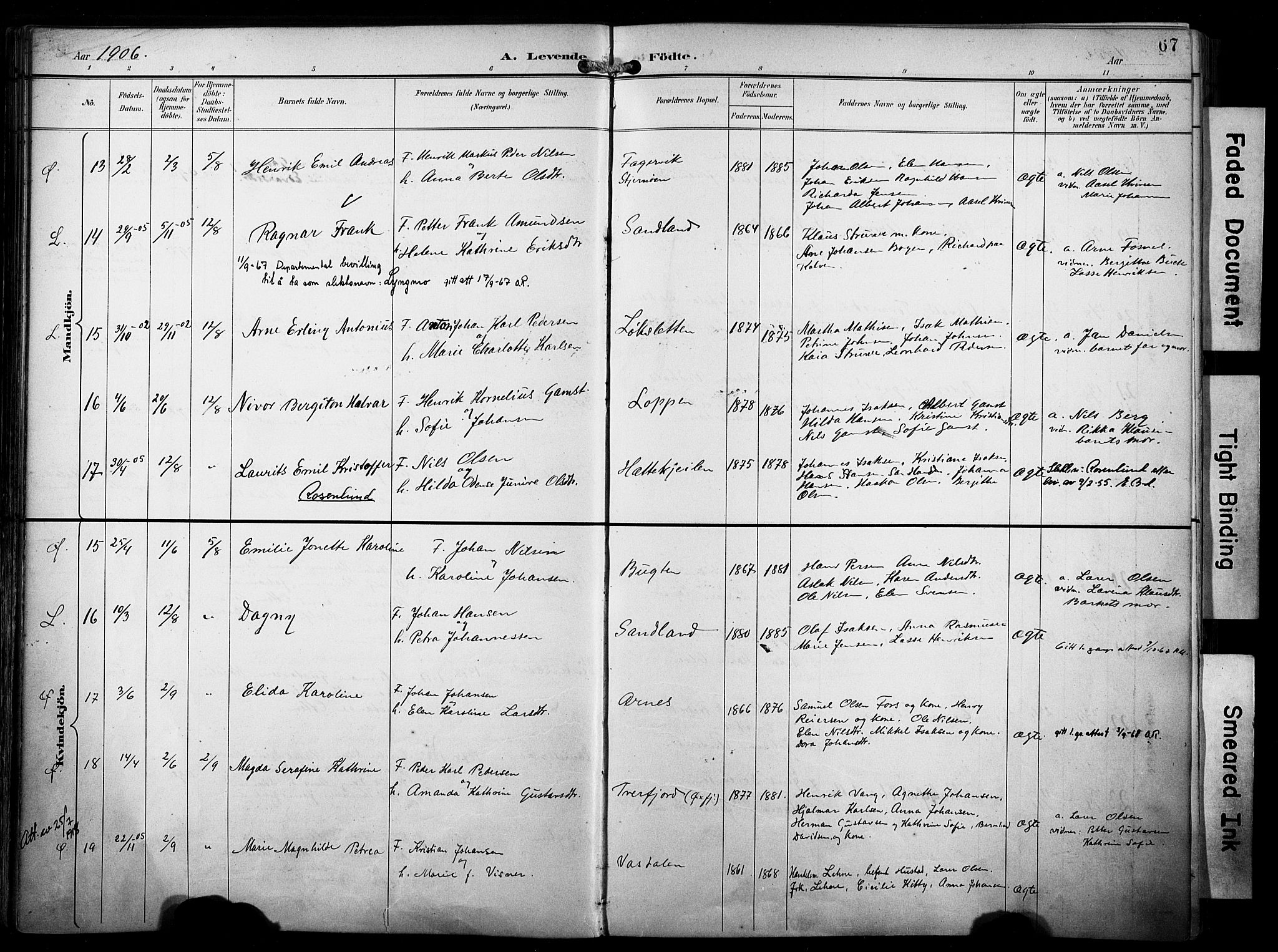 Loppa sokneprestkontor, SATØ/S-1339/H/Ha/L0009kirke: Parish register (official) no. 9, 1895-1909, p. 67