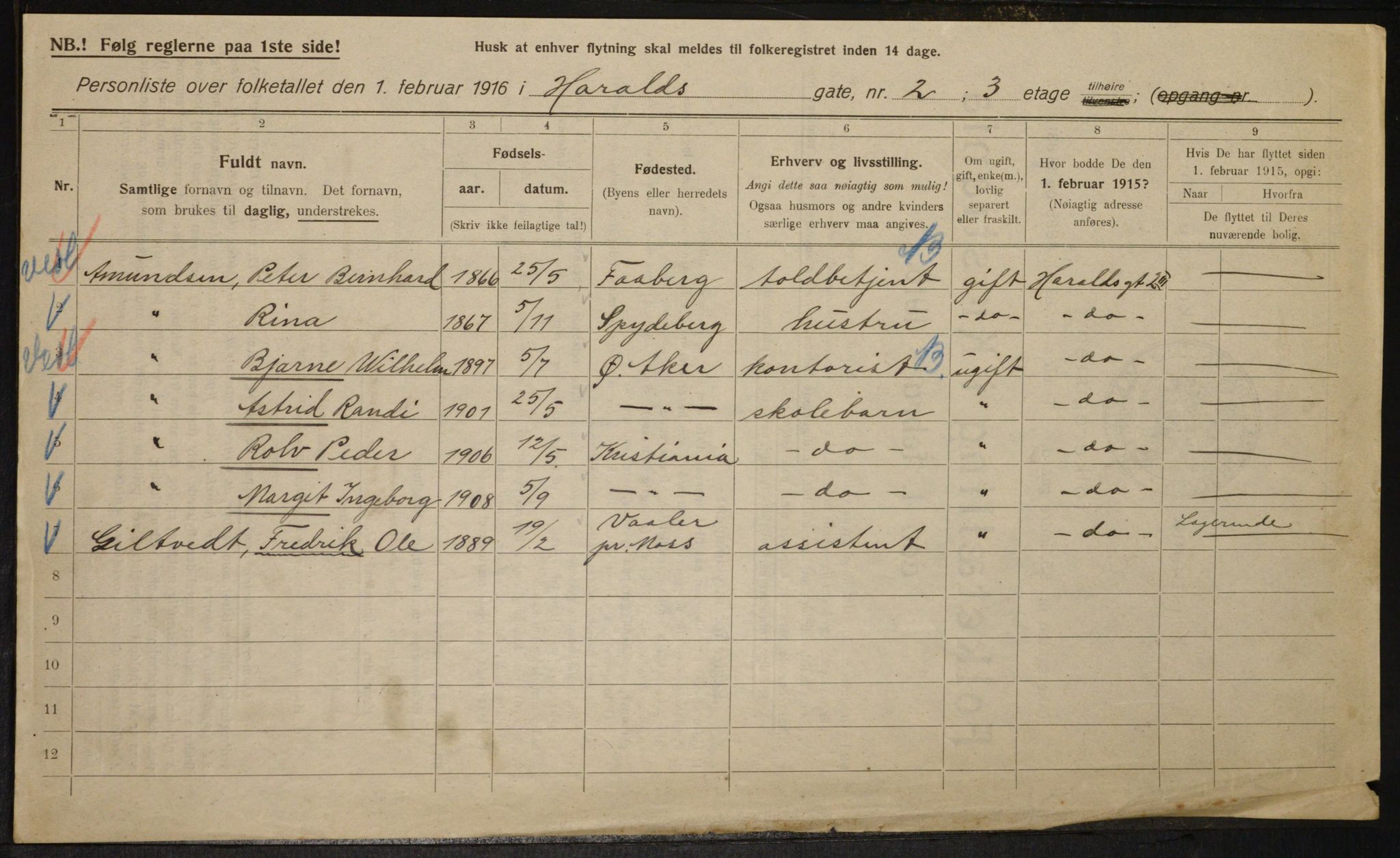 OBA, Municipal Census 1916 for Kristiania, 1916, p. 35633