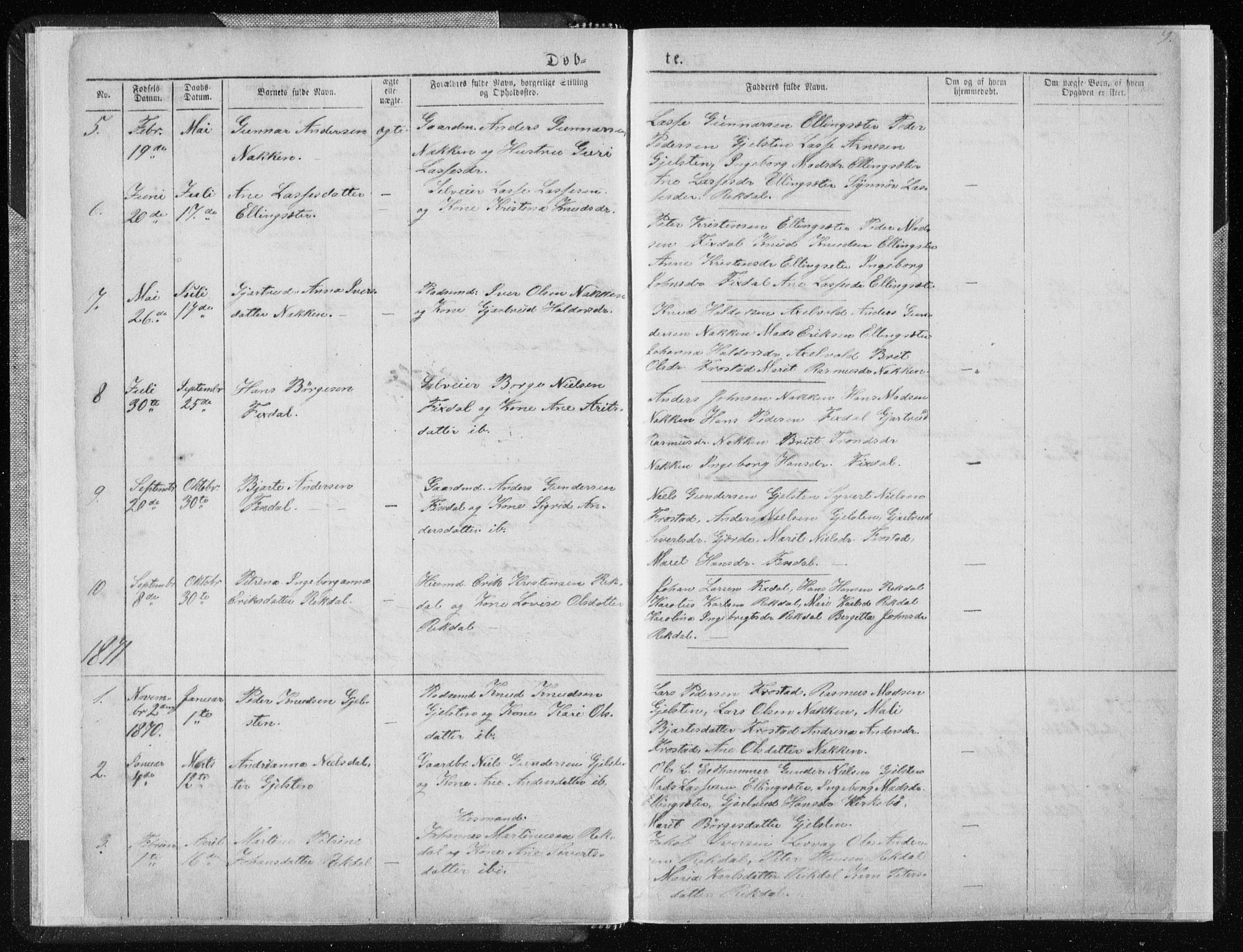 Ministerialprotokoller, klokkerbøker og fødselsregistre - Møre og Romsdal, SAT/A-1454/540/L0541: Parish register (copy) no. 540C01, 1867-1920, p. 9