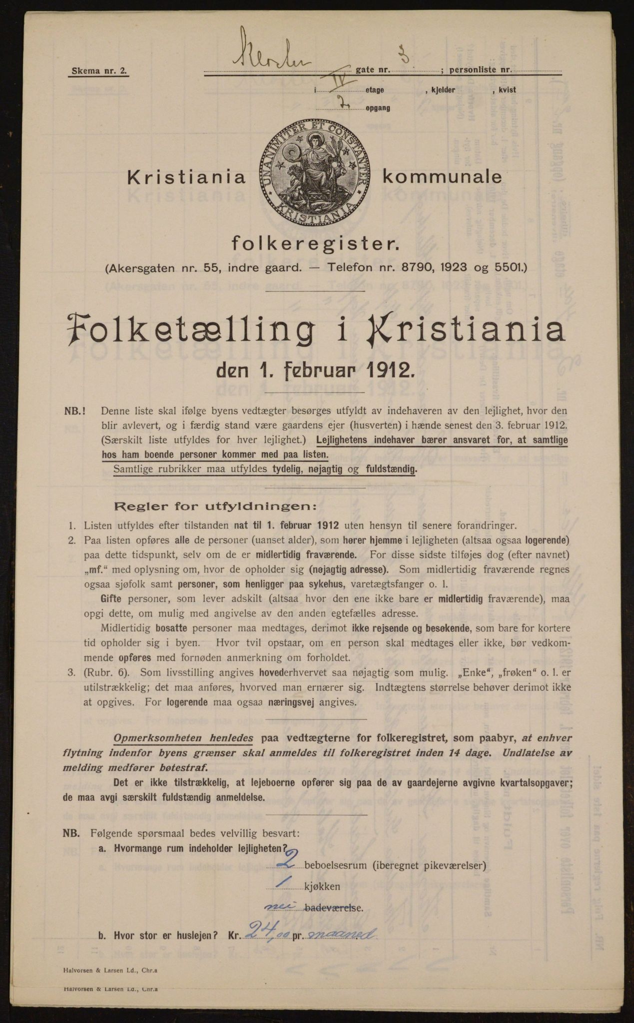 OBA, Municipal Census 1912 for Kristiania, 1912, p. 52344