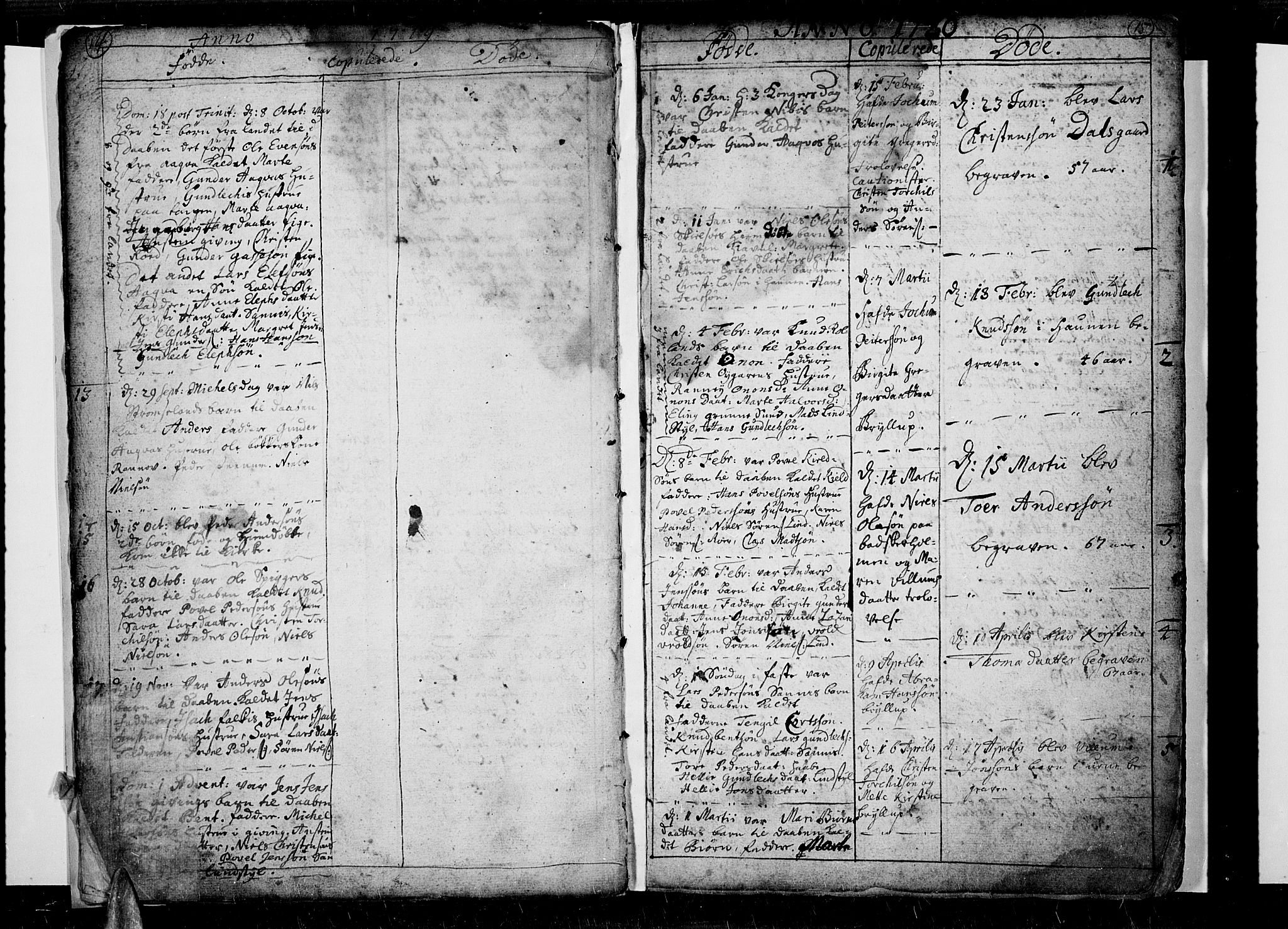 Risør sokneprestkontor, SAK/1111-0035/F/Fb/L0001: Parish register (copy) no. B 1, 1716-1747, p. 14-15