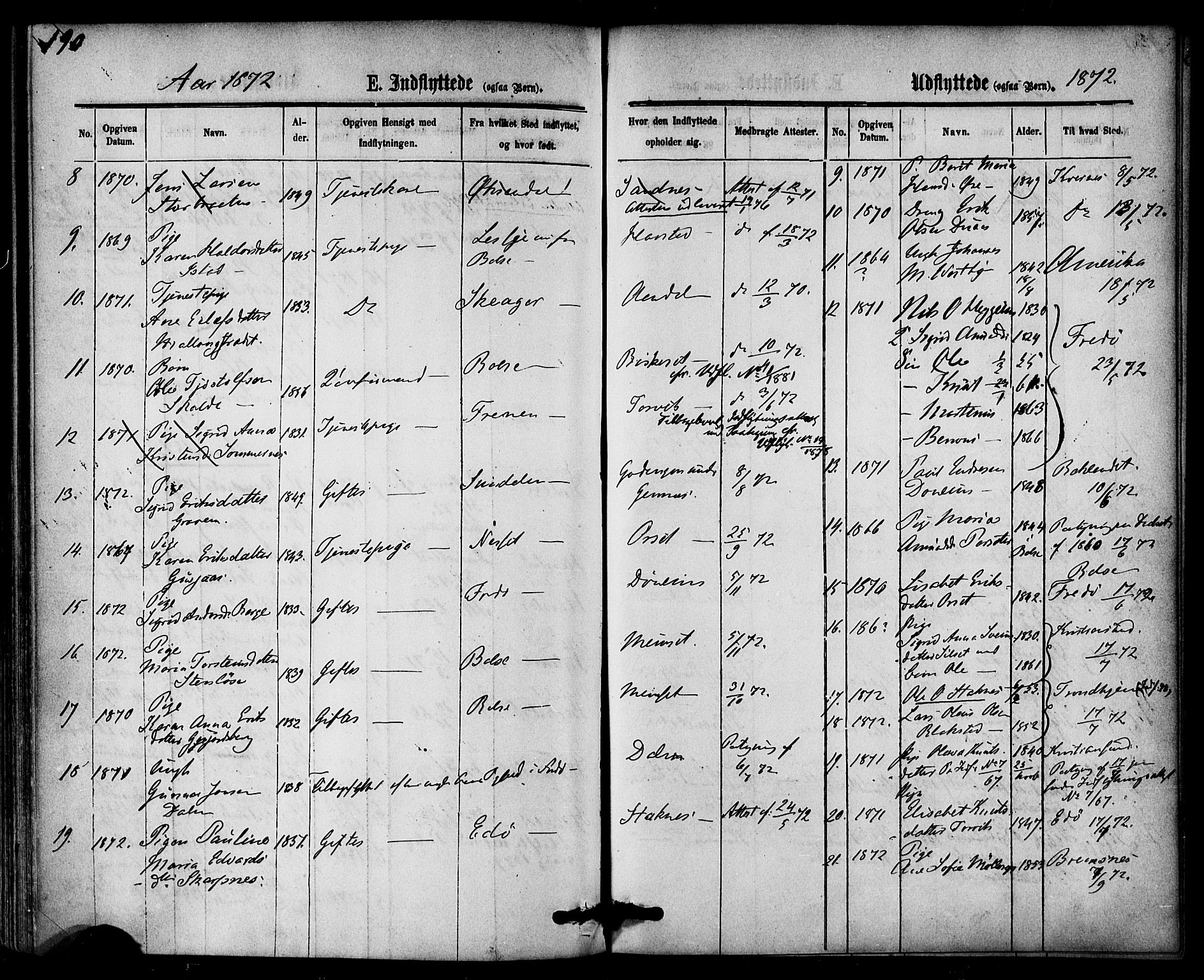 Ministerialprotokoller, klokkerbøker og fødselsregistre - Møre og Romsdal, SAT/A-1454/584/L0966: Parish register (official) no. 584A06, 1869-1878, p. 190
