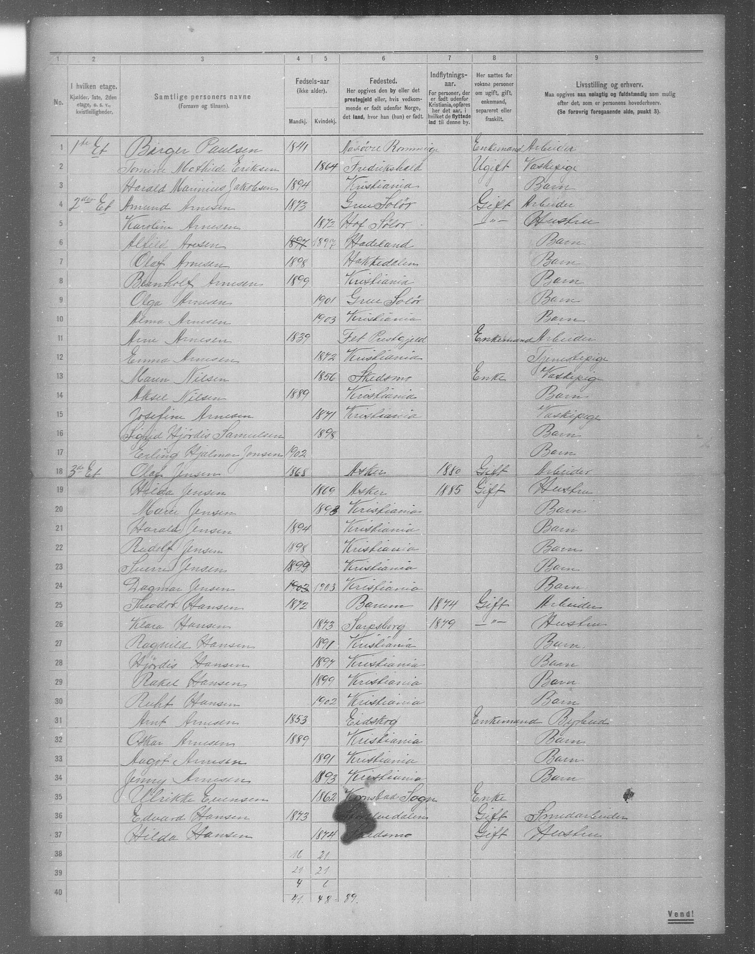 OBA, Municipal Census 1904 for Kristiania, 1904, p. 8296