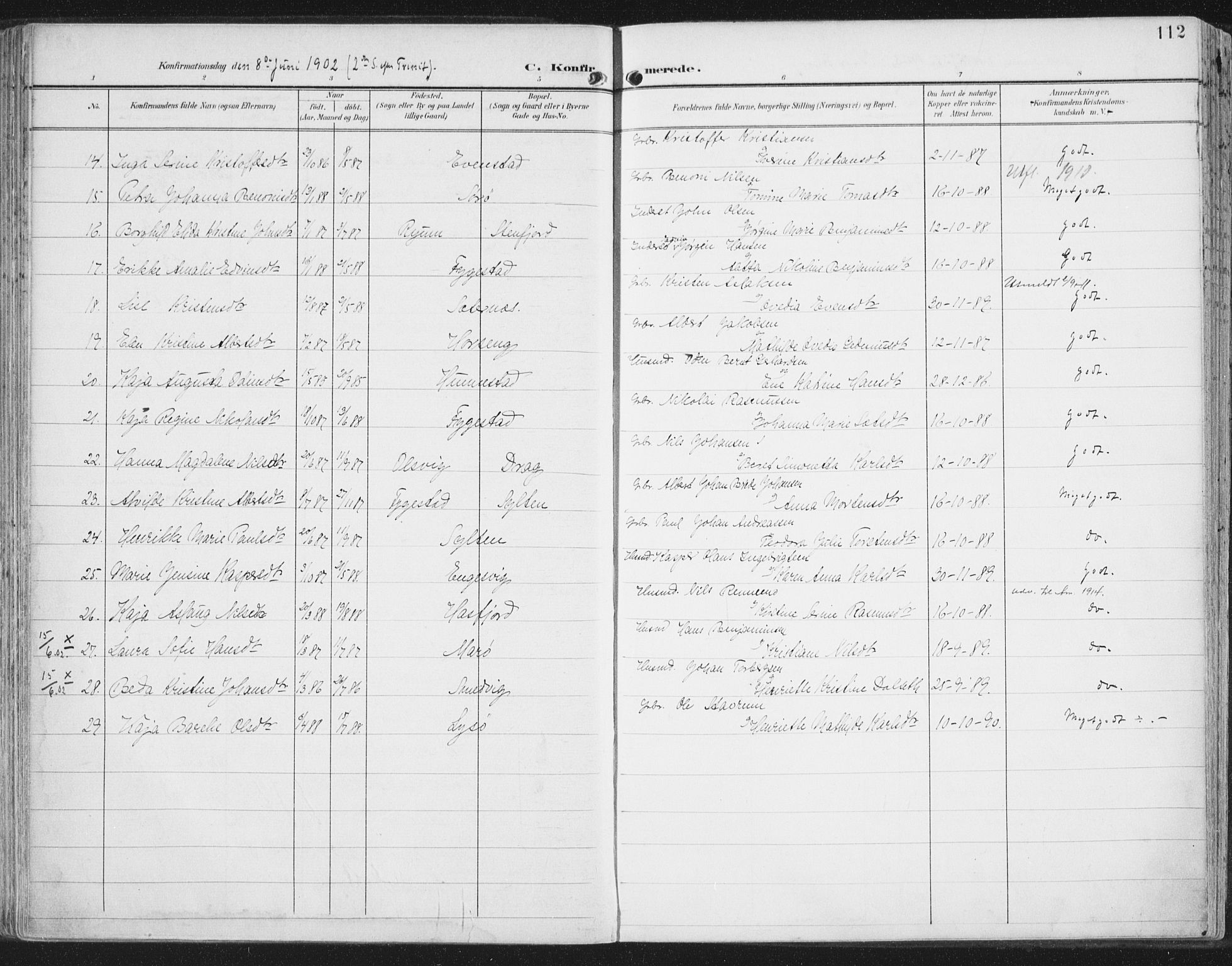 Ministerialprotokoller, klokkerbøker og fødselsregistre - Nord-Trøndelag, SAT/A-1458/786/L0688: Parish register (official) no. 786A04, 1899-1912, p. 112