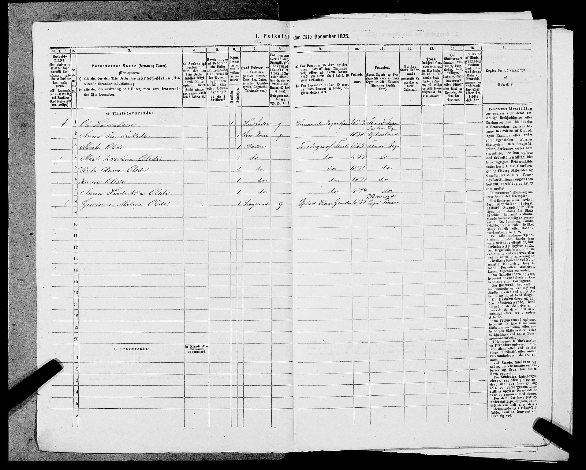 SAST, 1875 census for 1141P Finnøy, 1875, p. 549