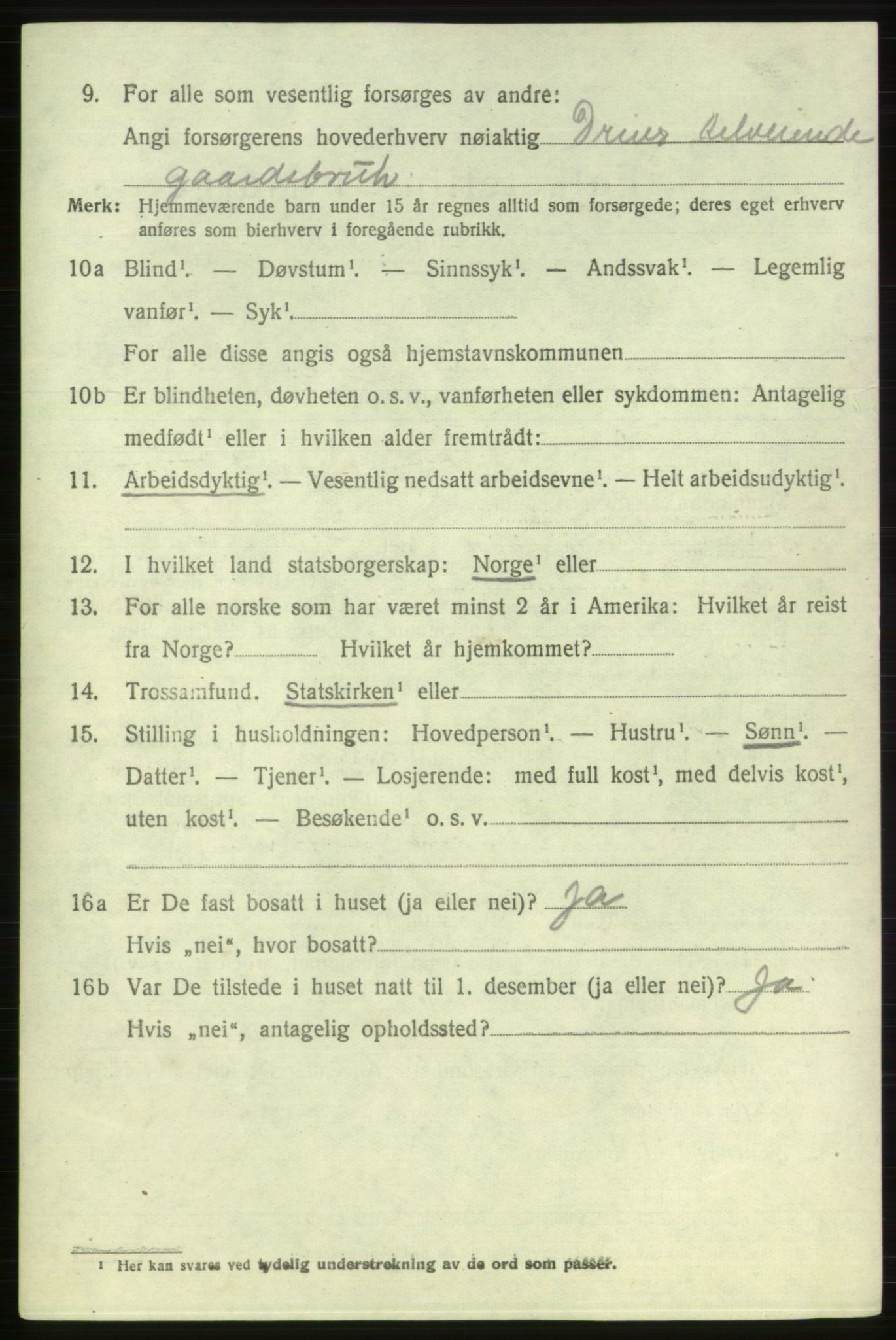 SAB, 1920 census for Etne, 1920, p. 3182