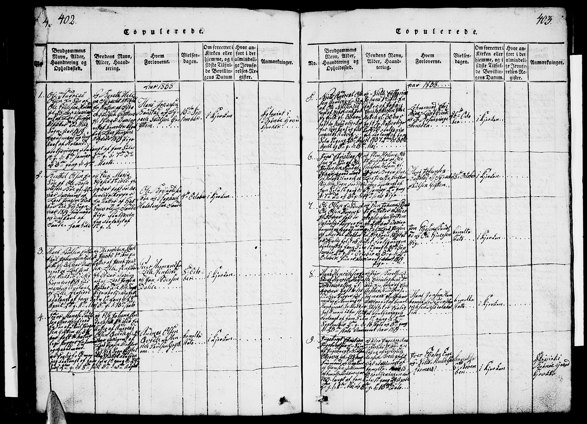 Ministerialprotokoller, klokkerbøker og fødselsregistre - Nordland, SAT/A-1459/812/L0186: Parish register (copy) no. 812C04, 1820-1849, p. 402-403