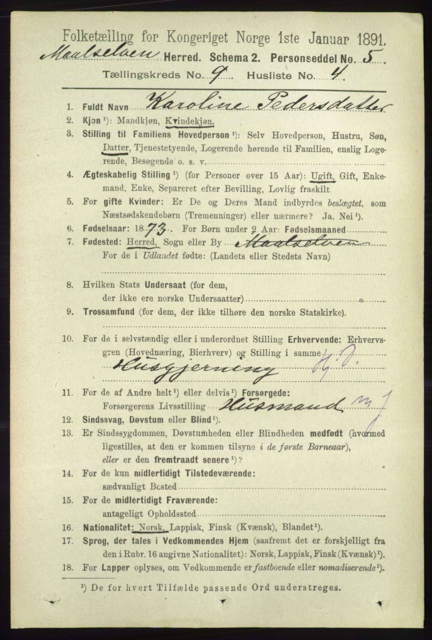 RA, 1891 census for 1924 Målselv, 1891, p. 2771