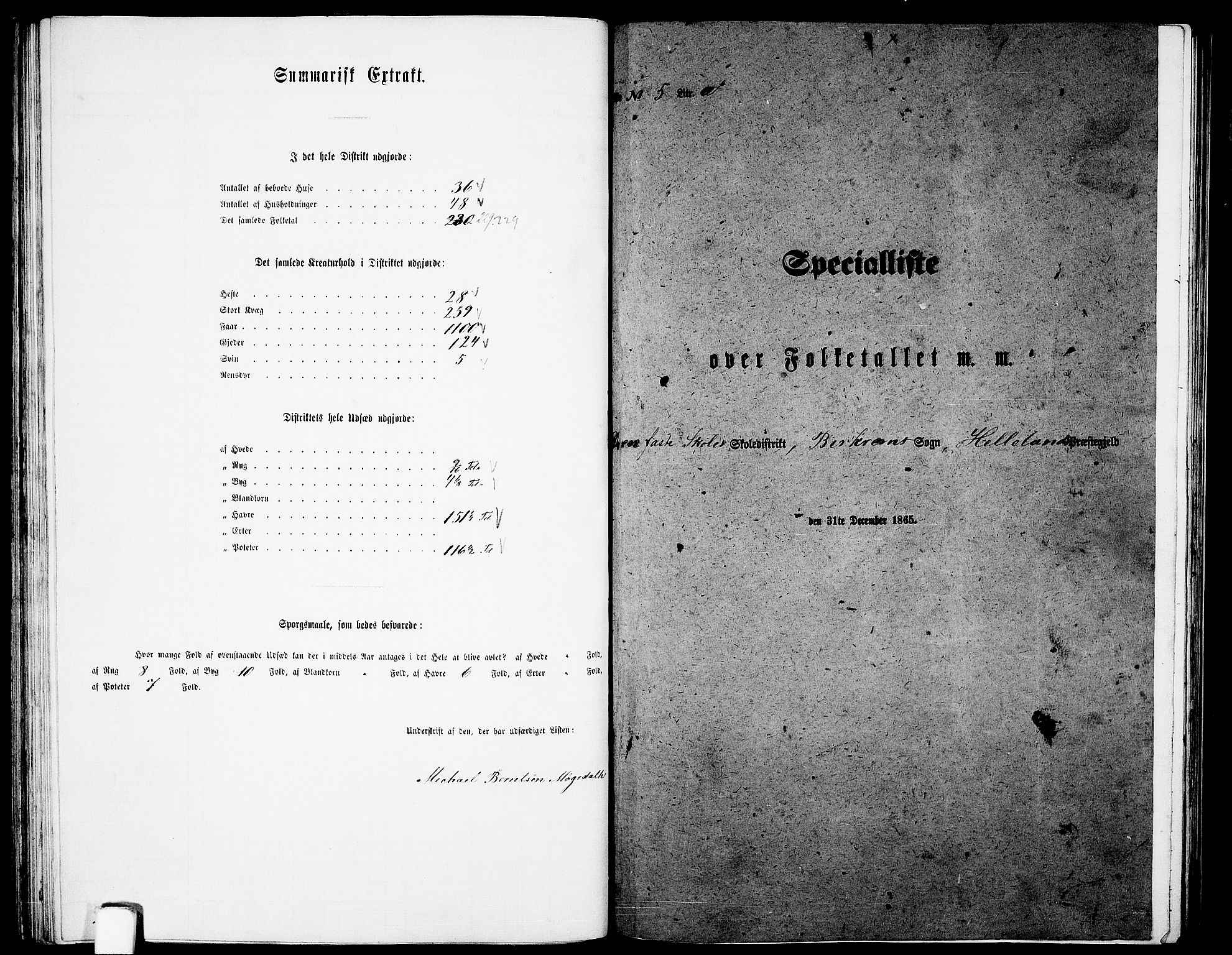 RA, 1865 census for Helleland, 1865, p. 62