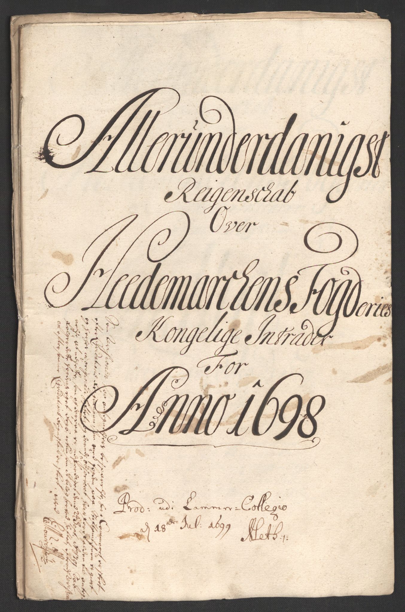 Rentekammeret inntil 1814, Reviderte regnskaper, Fogderegnskap, RA/EA-4092/R16/L1037: Fogderegnskap Hedmark, 1697-1698, p. 319