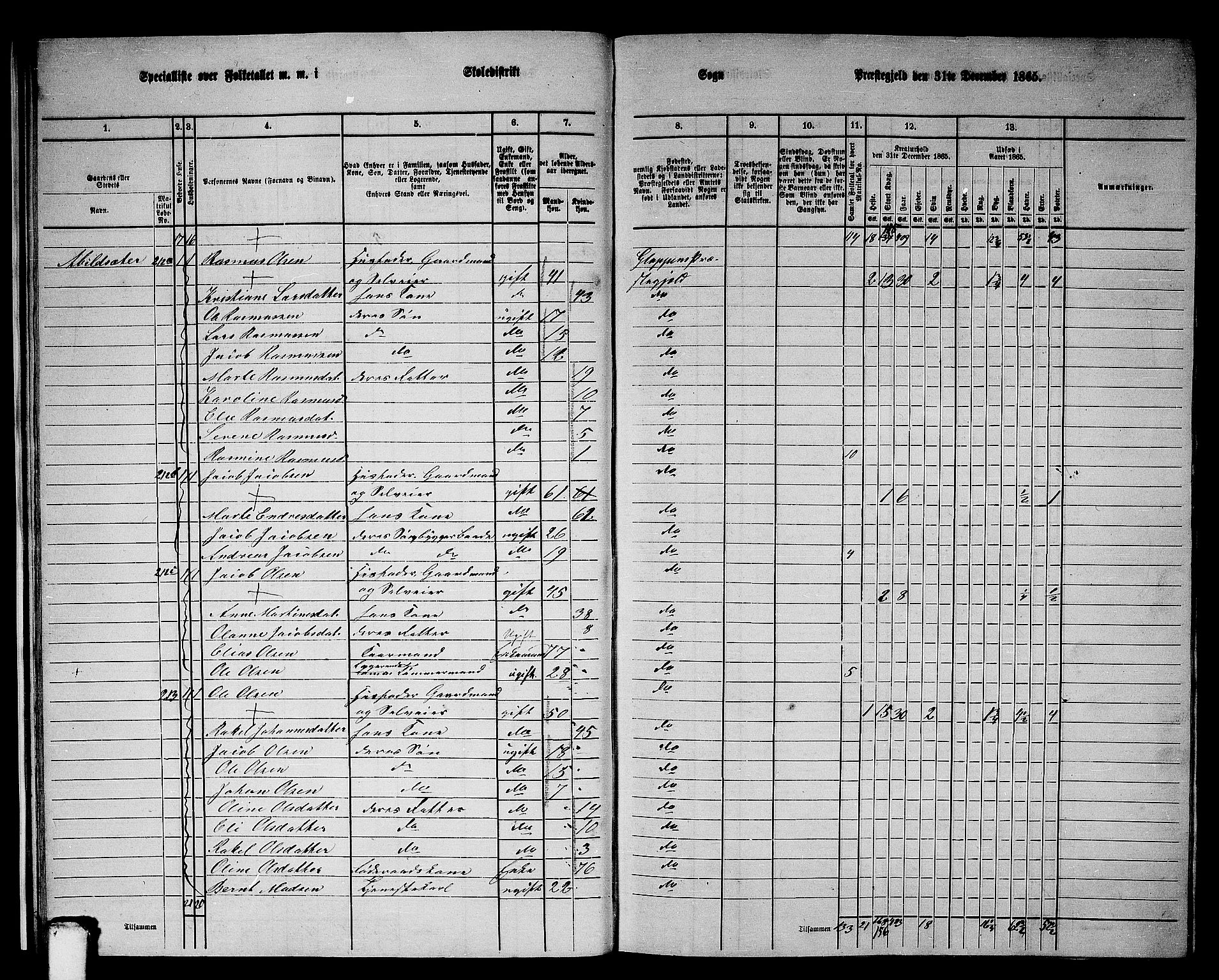 RA, 1865 census for Gloppen, 1865, p. 20