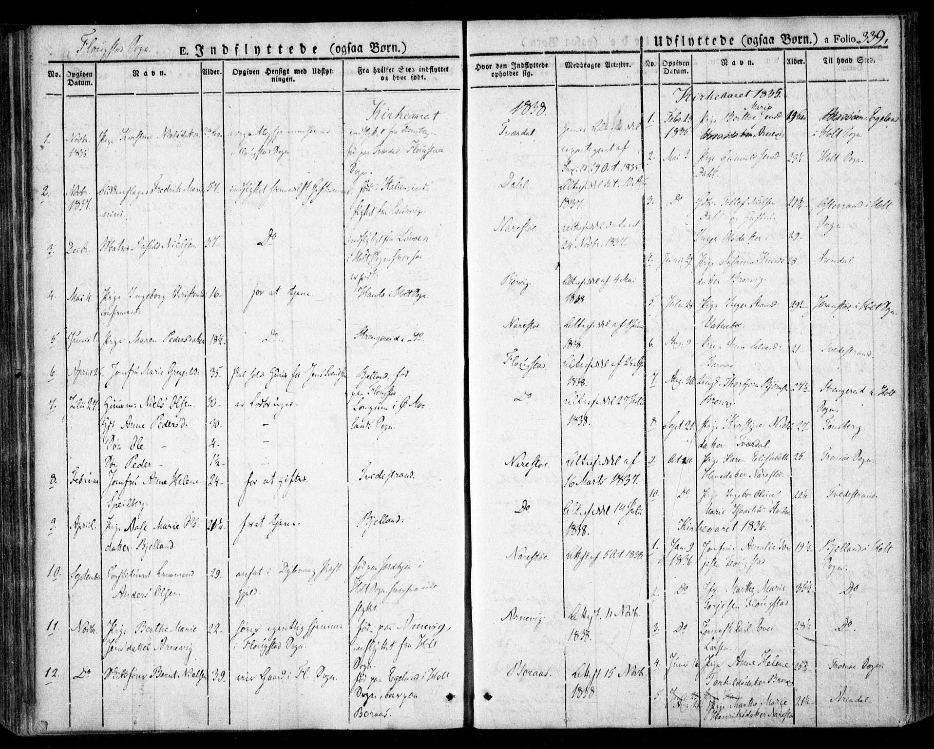 Dypvåg sokneprestkontor, SAK/1111-0007/F/Fa/Faa/L0004: Parish register (official) no. A 4, 1824-1840, p. 339