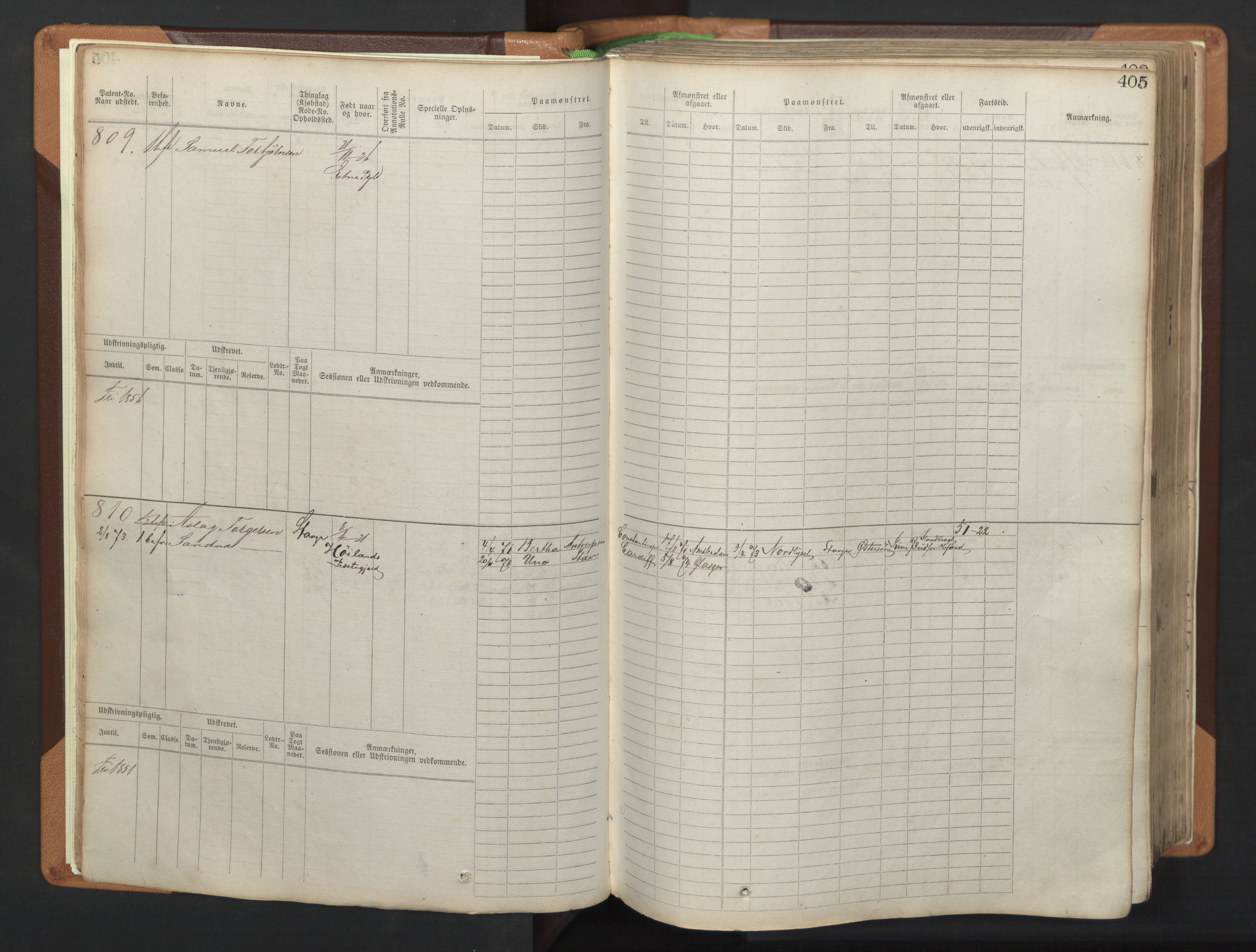 Stavanger sjømannskontor, AV/SAST-A-102006/F/Fb/Fbb/L0005: Sjøfartshovedrulle, patentnr. 793-1606 (del 2), 1869-1880, p. 11