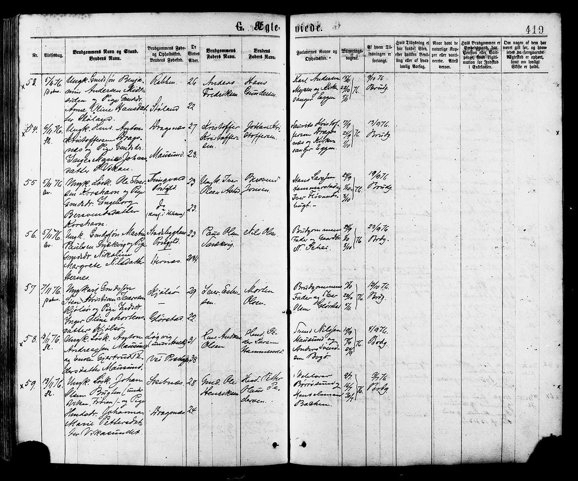 Ministerialprotokoller, klokkerbøker og fødselsregistre - Sør-Trøndelag, AV/SAT-A-1456/634/L0532: Parish register (official) no. 634A08, 1871-1881, p. 419