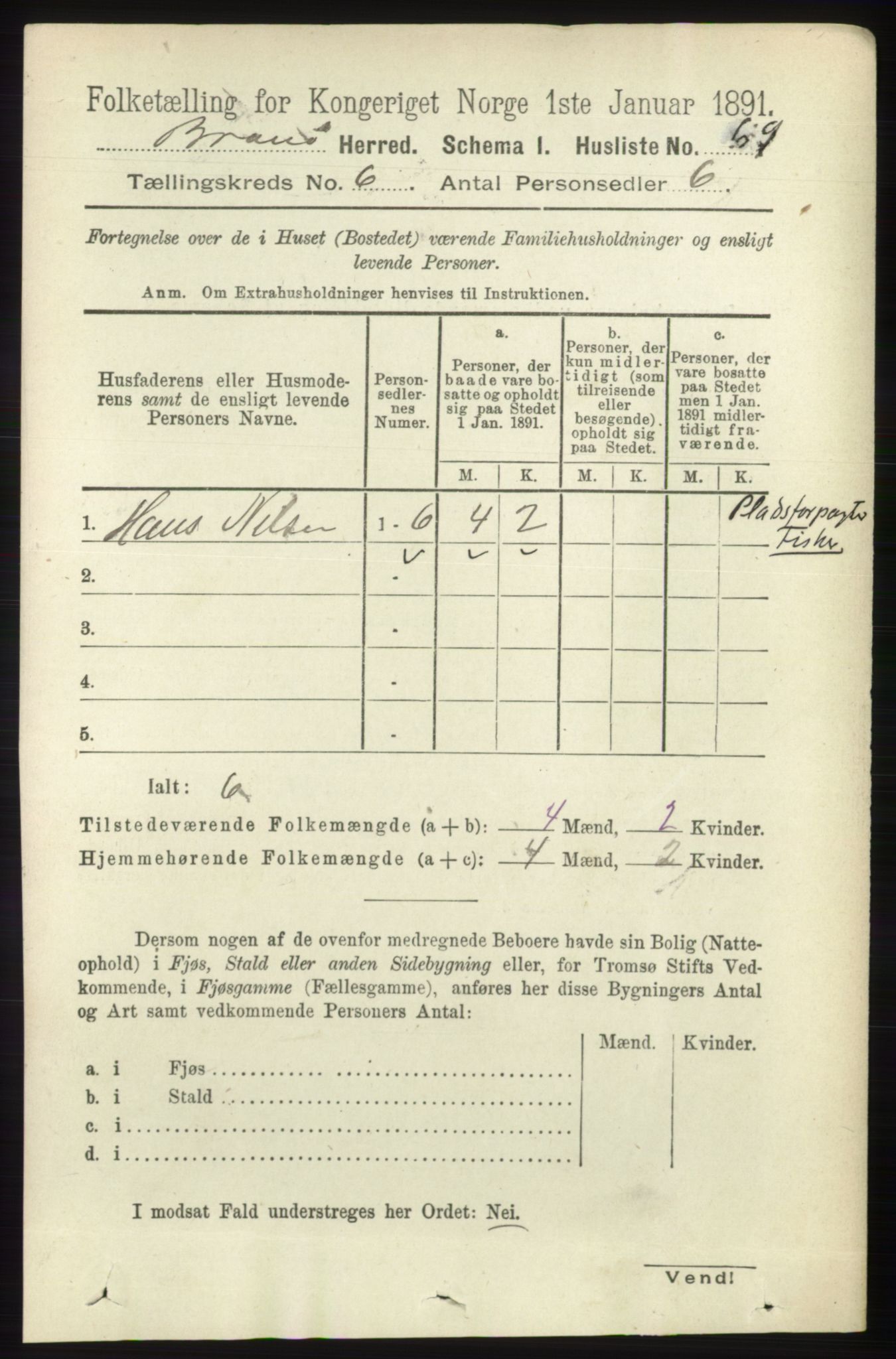 RA, 1891 census for 1814 Brønnøy, 1891, p. 3249