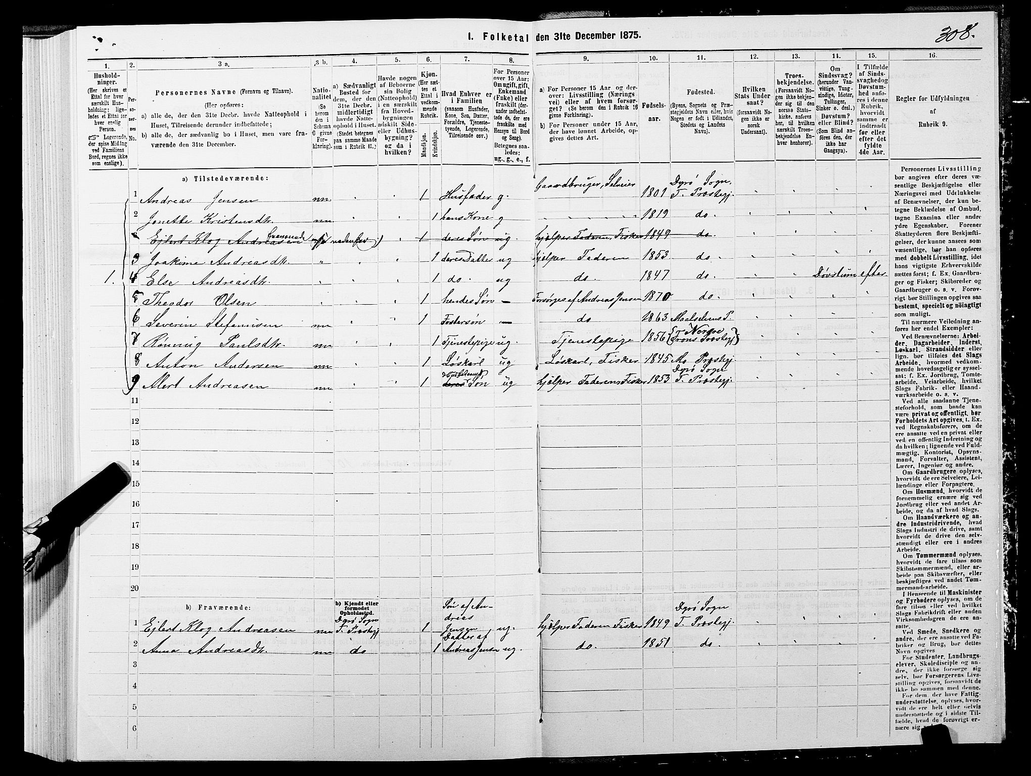 SATØ, 1875 census for 1927P Tranøy, 1875, p. 3308