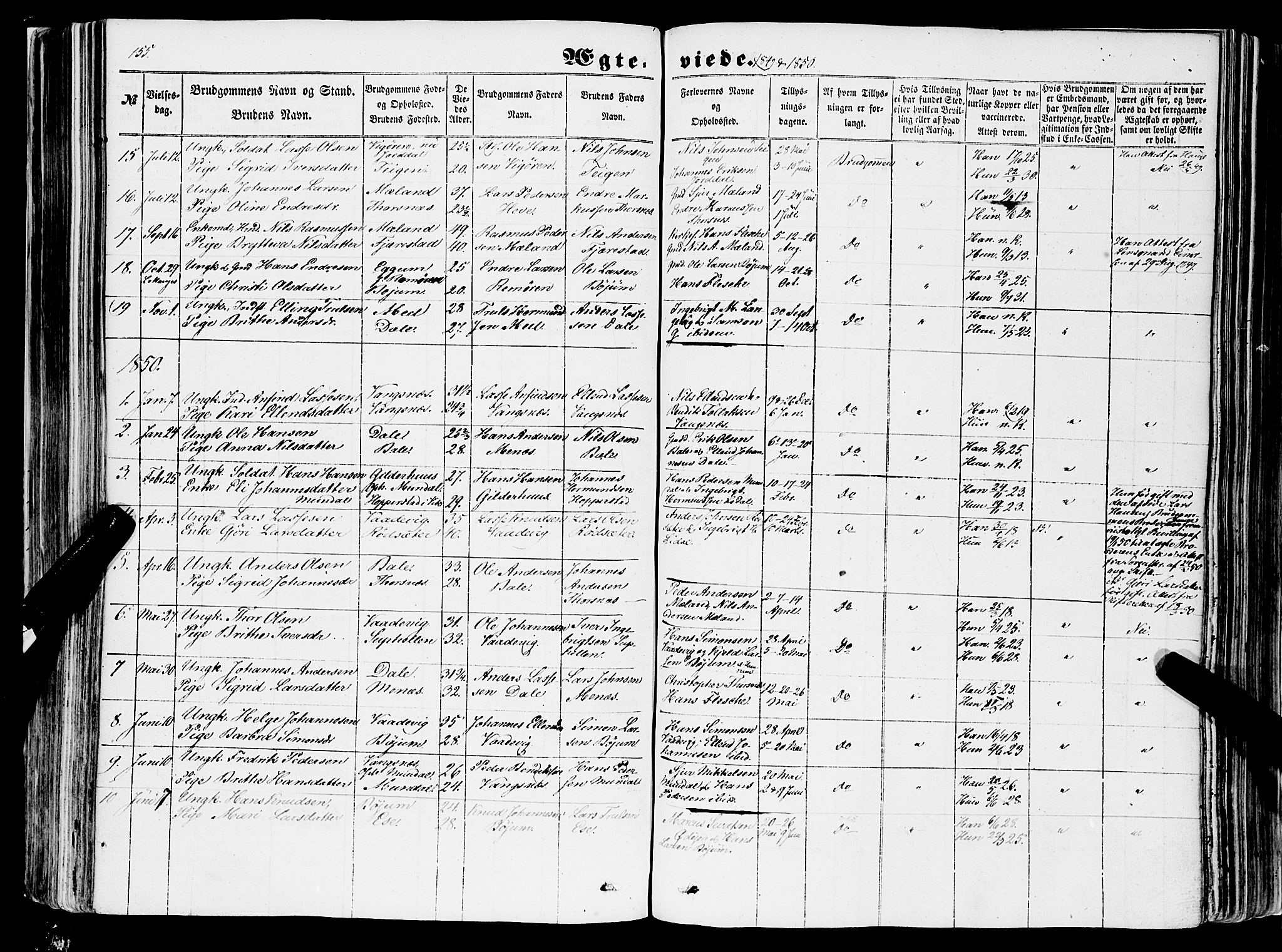 Balestrand sokneprestembete, AV/SAB-A-79601/H/Haa/Haaa/L0002: Parish register (official) no. A 2, 1847-1866, p. 155