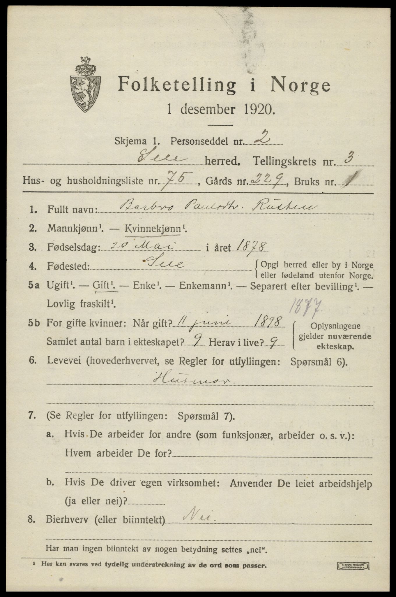 SAH, 1920 census for Sel, 1920, p. 3100