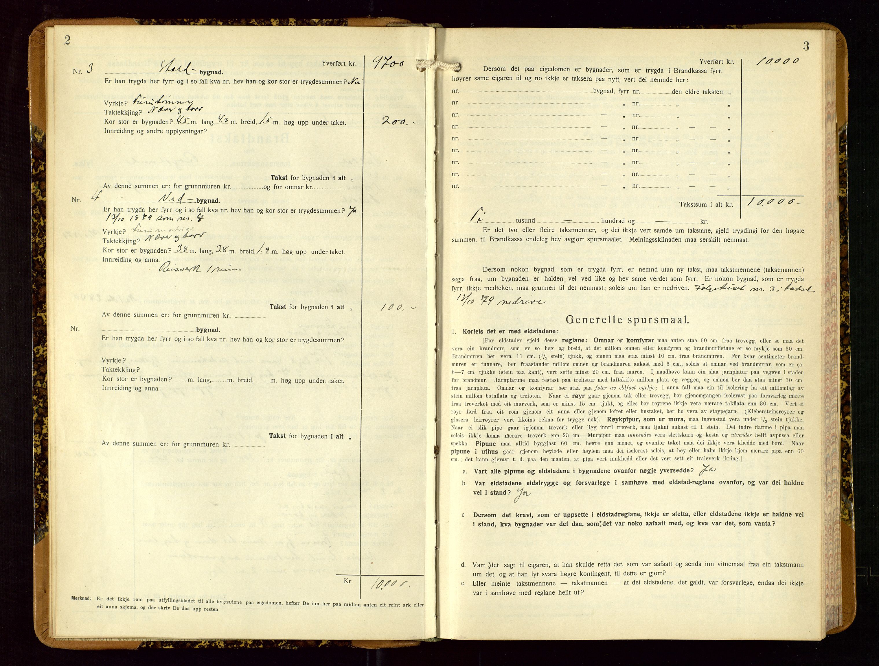 Suldal lensmannskontor, AV/SAST-A-100419/Gob/L0003: Branntakstprotokoll, 1924-1955, p. 2-3