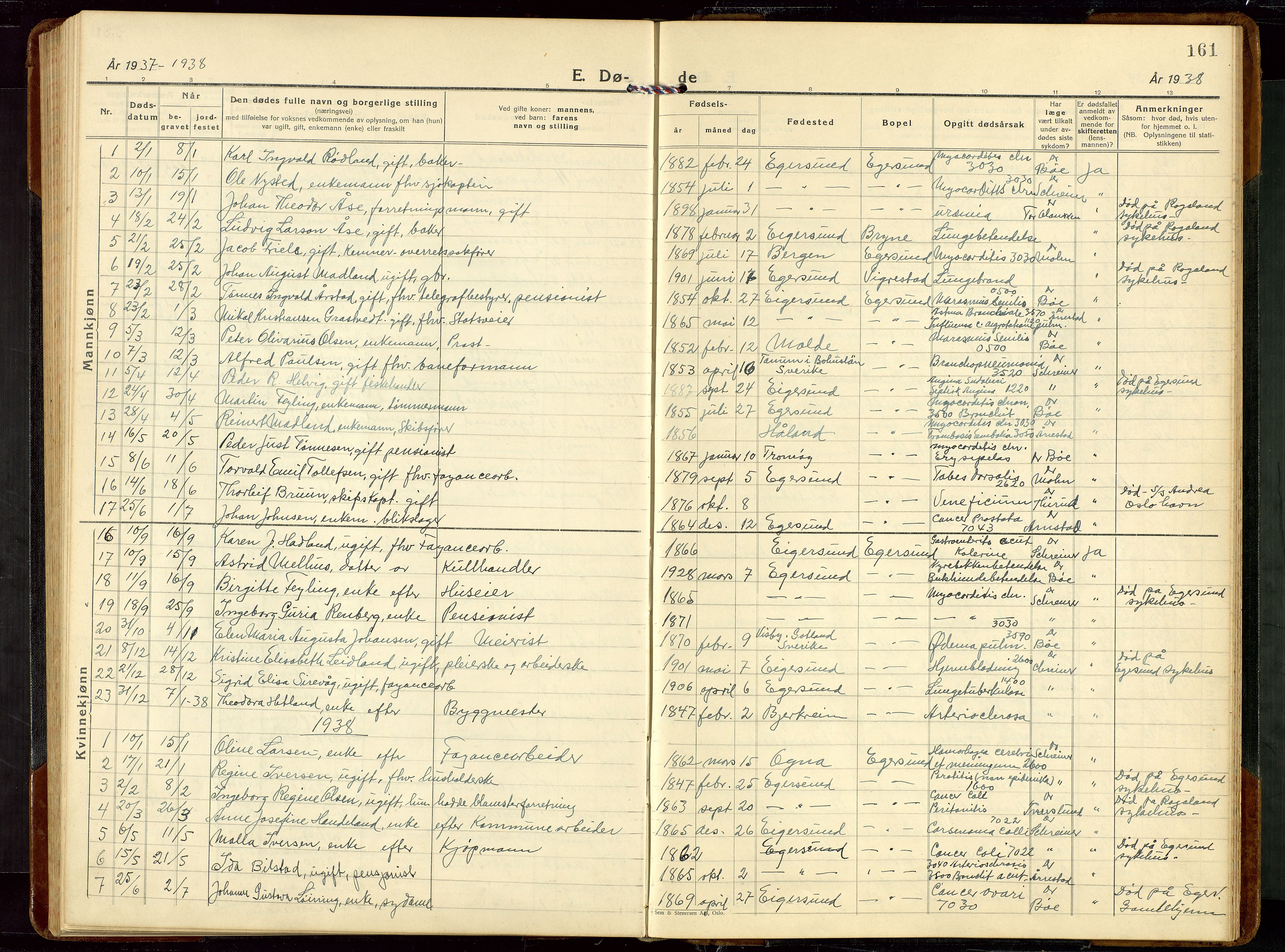 Eigersund sokneprestkontor, SAST/A-101807/S09/L0014: Parish register (copy) no. B 14, 1931-1949, p. 161