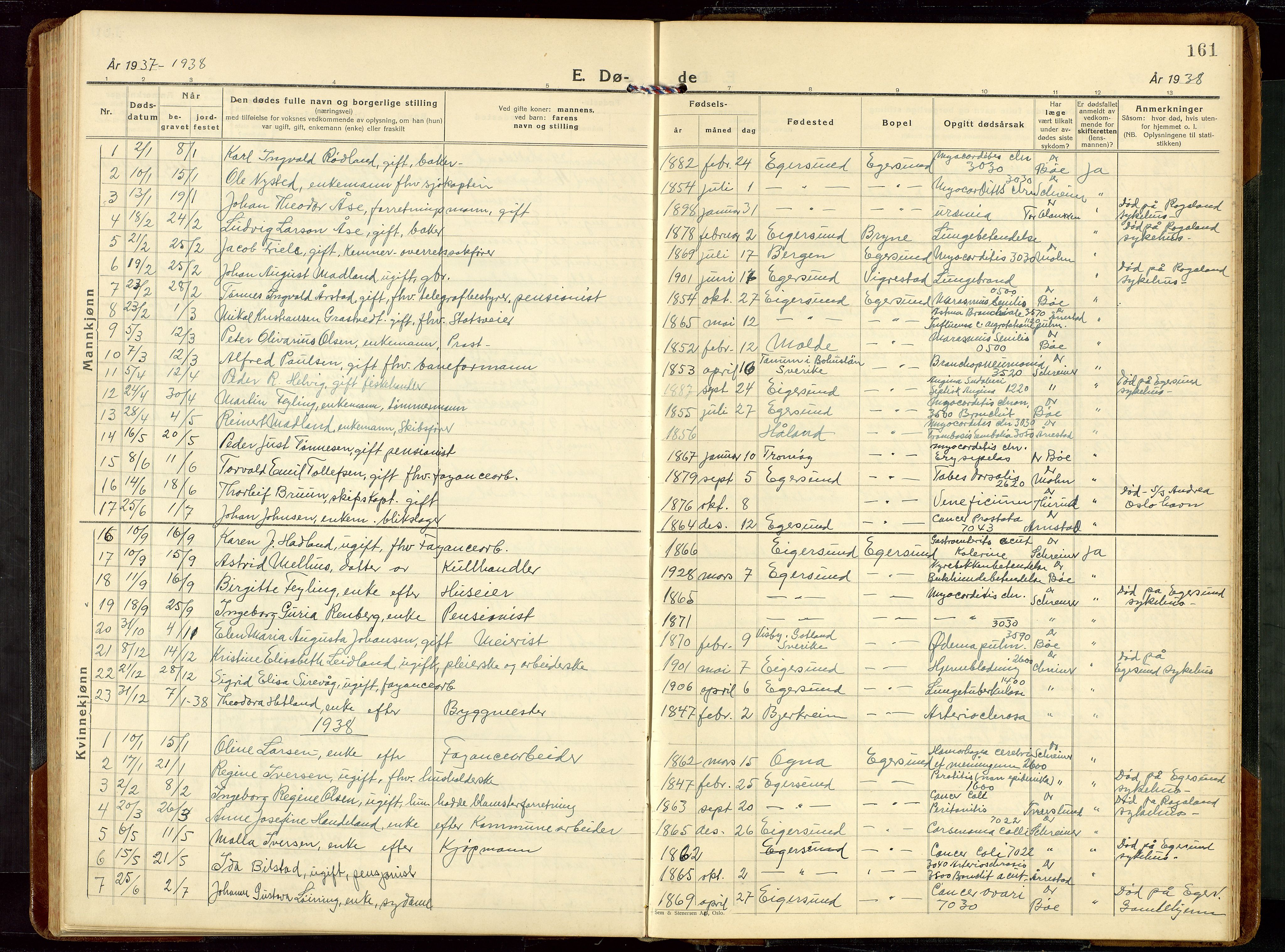 Eigersund sokneprestkontor, AV/SAST-A-101807/001/30/30BB/L0014: Parish register (copy) no. B 14, 1931-1949, p. 161