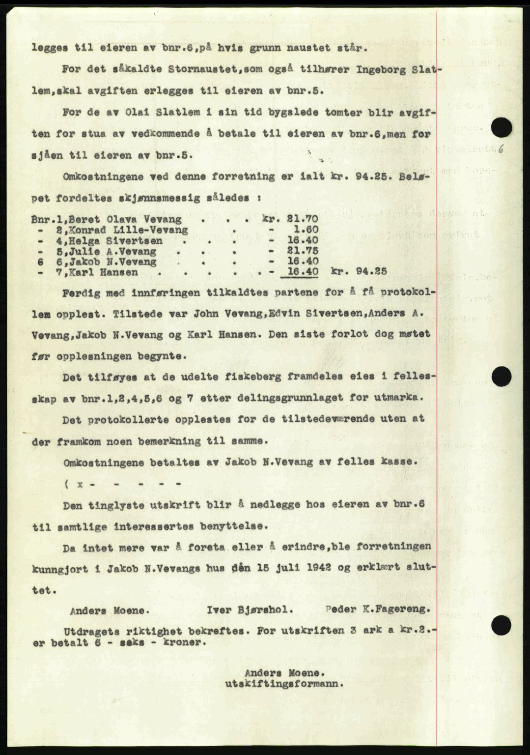 Nordmøre sorenskriveri, AV/SAT-A-4132/1/2/2Ca: Mortgage book no. A95, 1943-1943, Diary no: : 672/1943