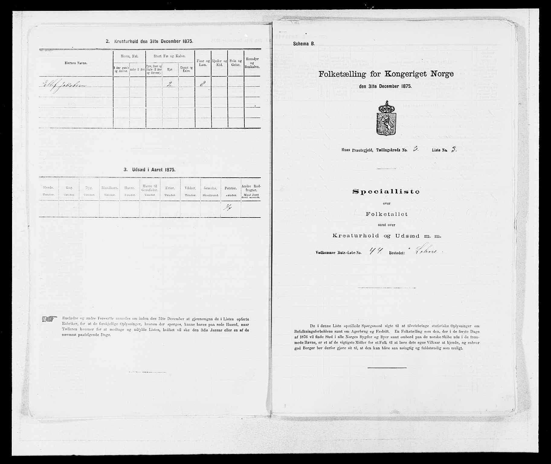 SAB, 1875 census for 1250P Haus, 1875, p. 218