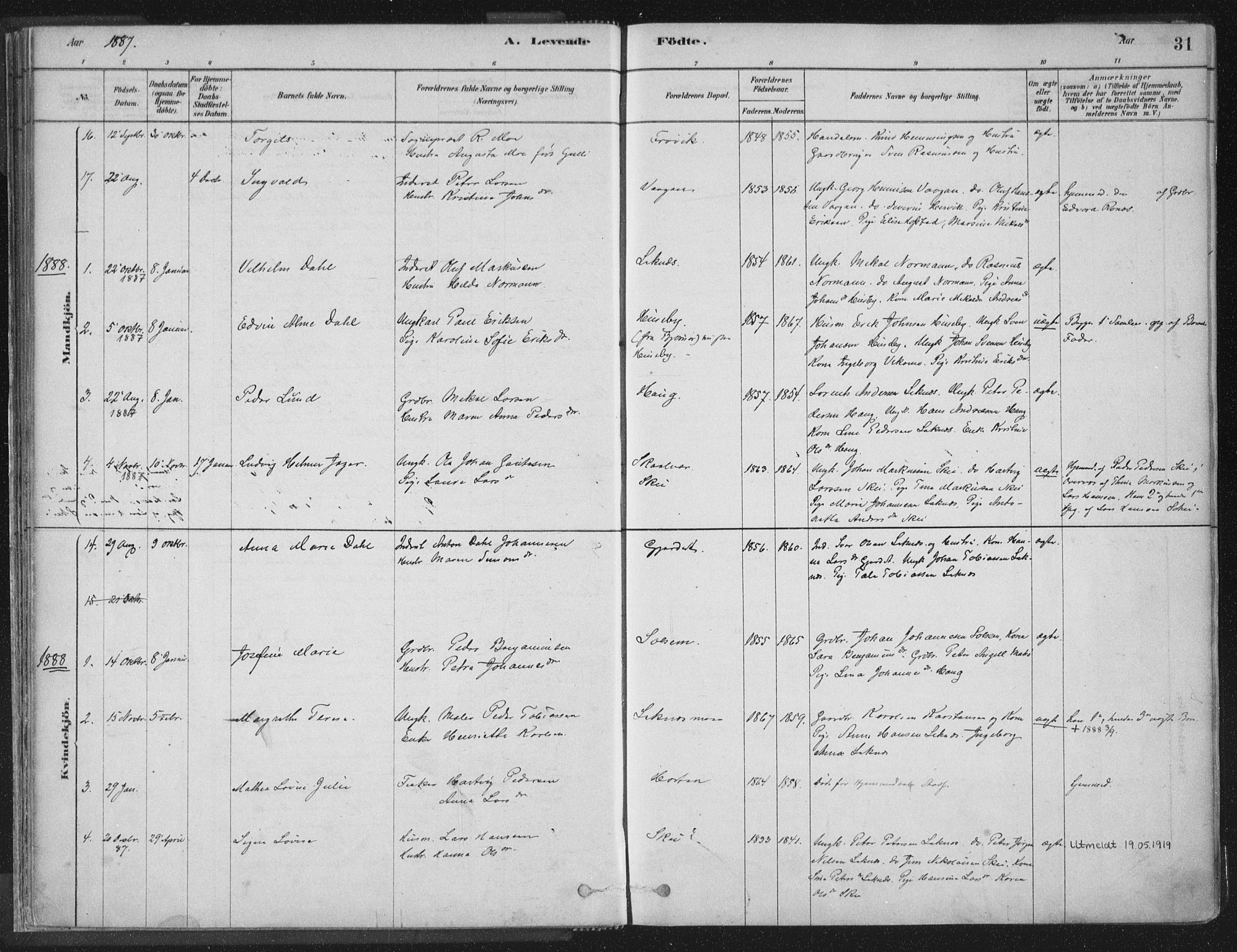 Ministerialprotokoller, klokkerbøker og fødselsregistre - Nord-Trøndelag, SAT/A-1458/788/L0697: Parish register (official) no. 788A04, 1878-1902, p. 31