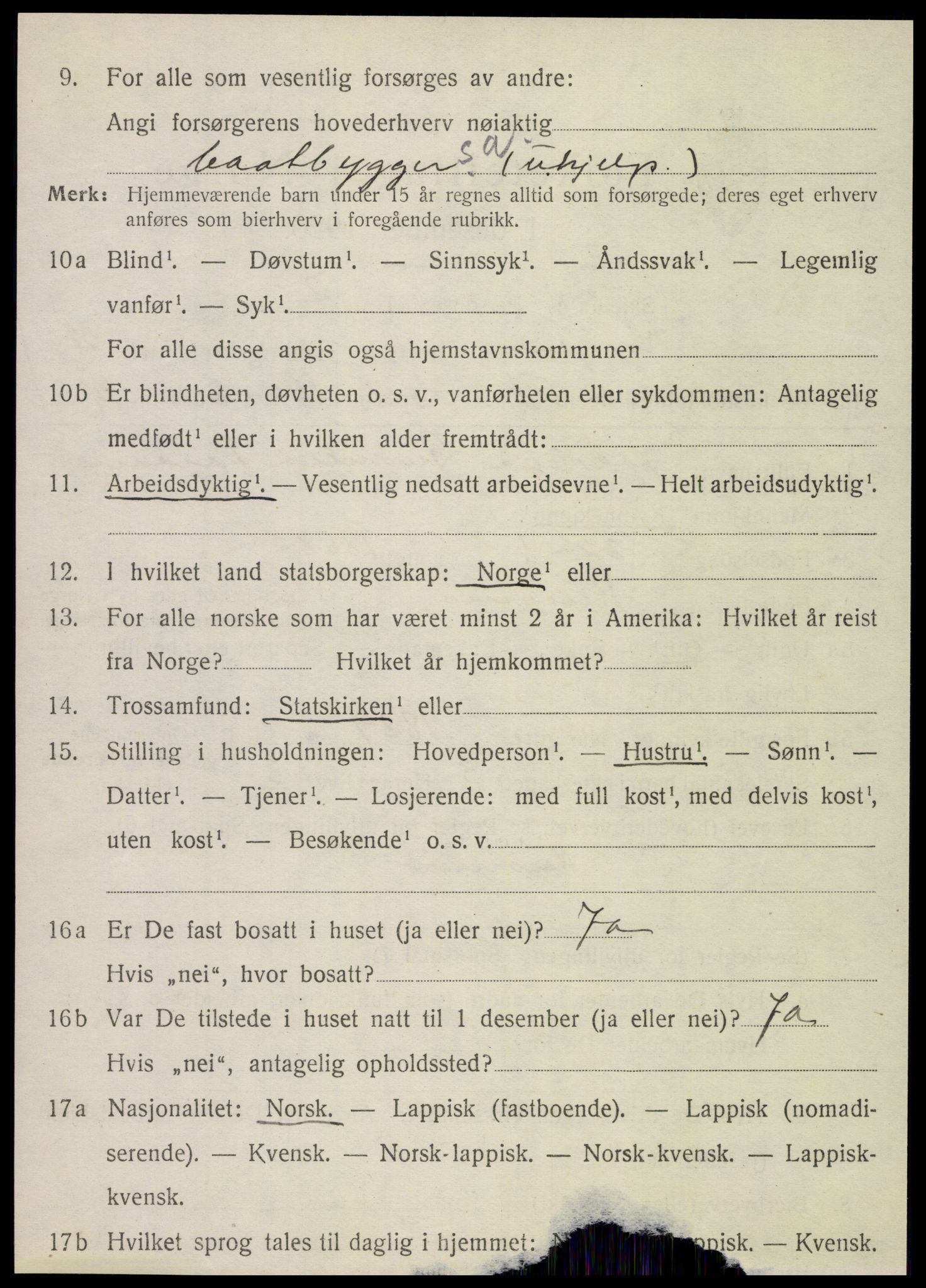 SAT, 1920 census for Korgen, 1920, p. 923