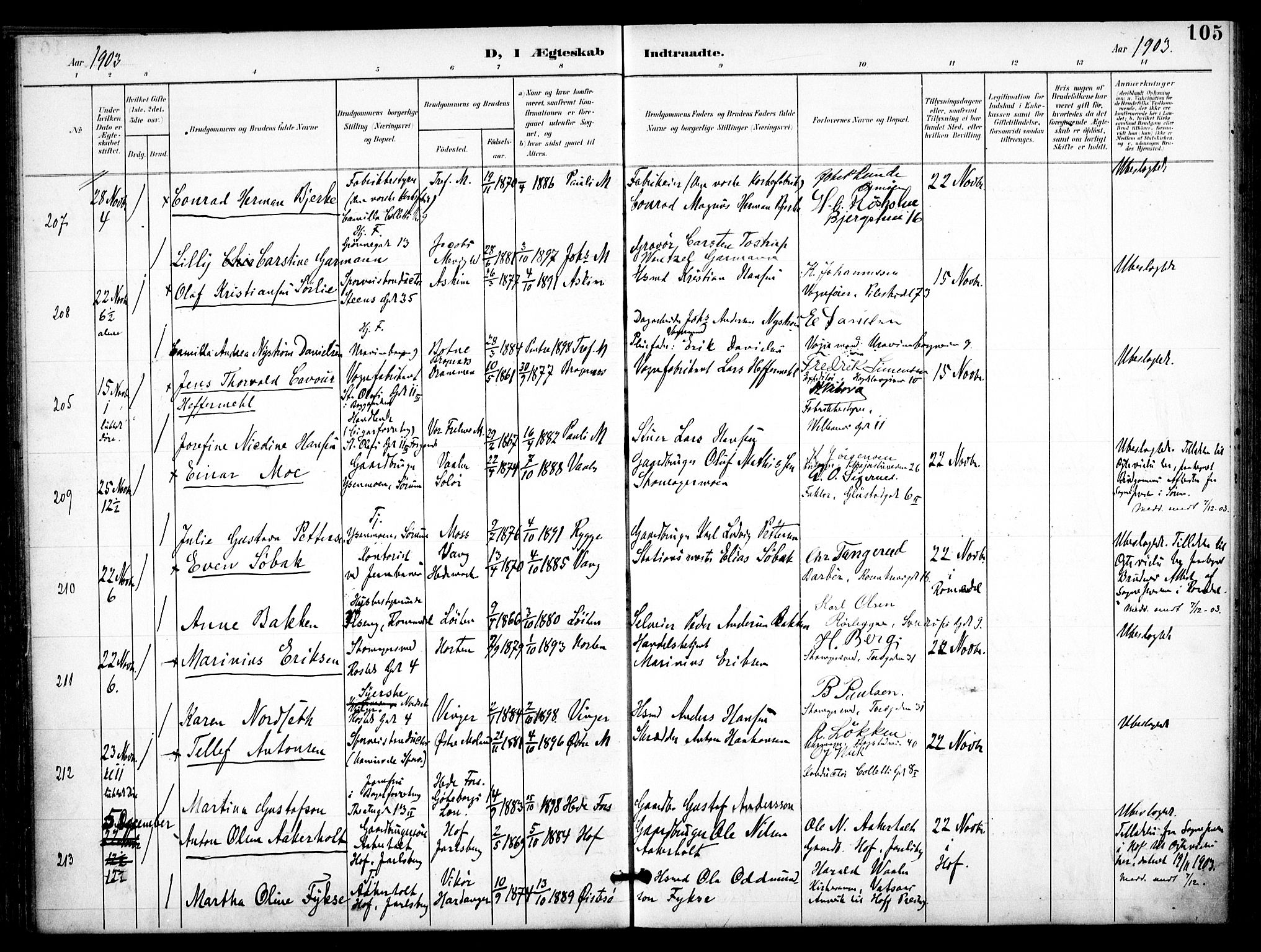 Trefoldighet prestekontor Kirkebøker, AV/SAO-A-10882/F/Fc/L0005: Parish register (official) no. III 5, 1900-1908, p. 105