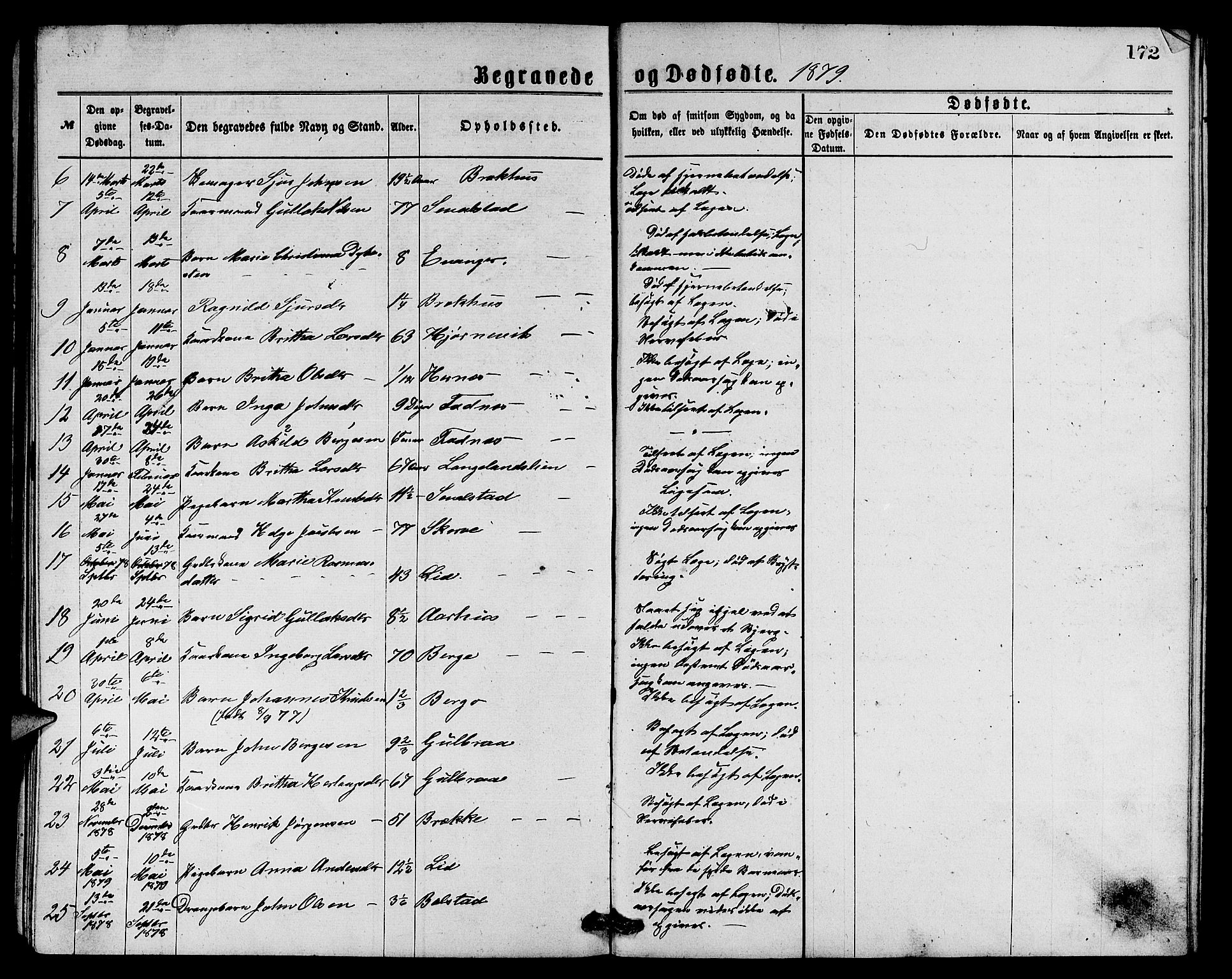 Evanger sokneprestembete, SAB/A-99924: Parish register (copy) no. A 3, 1875-1887, p. 172