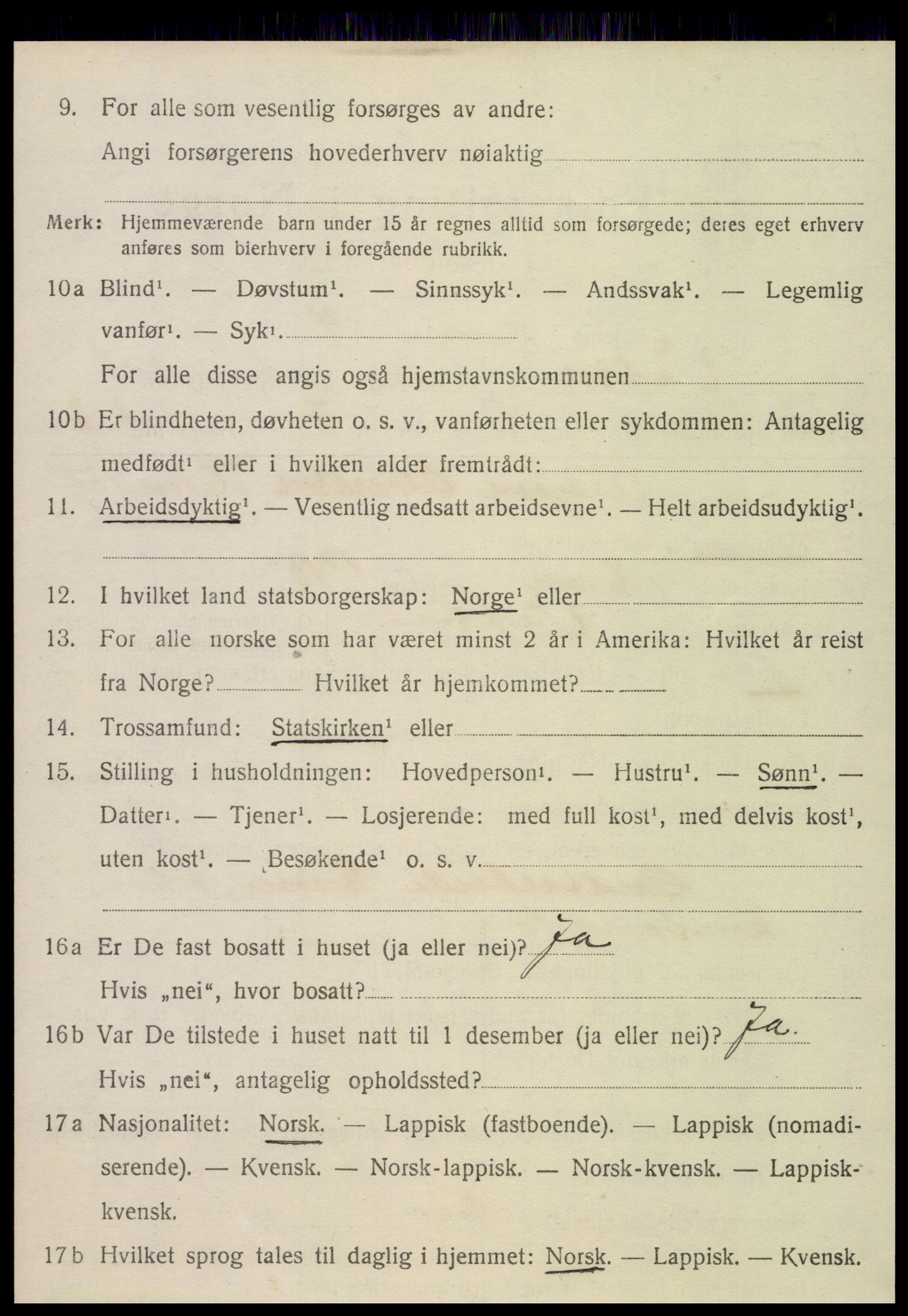 SAT, 1920 census for Vefsn, 1920, p. 1646