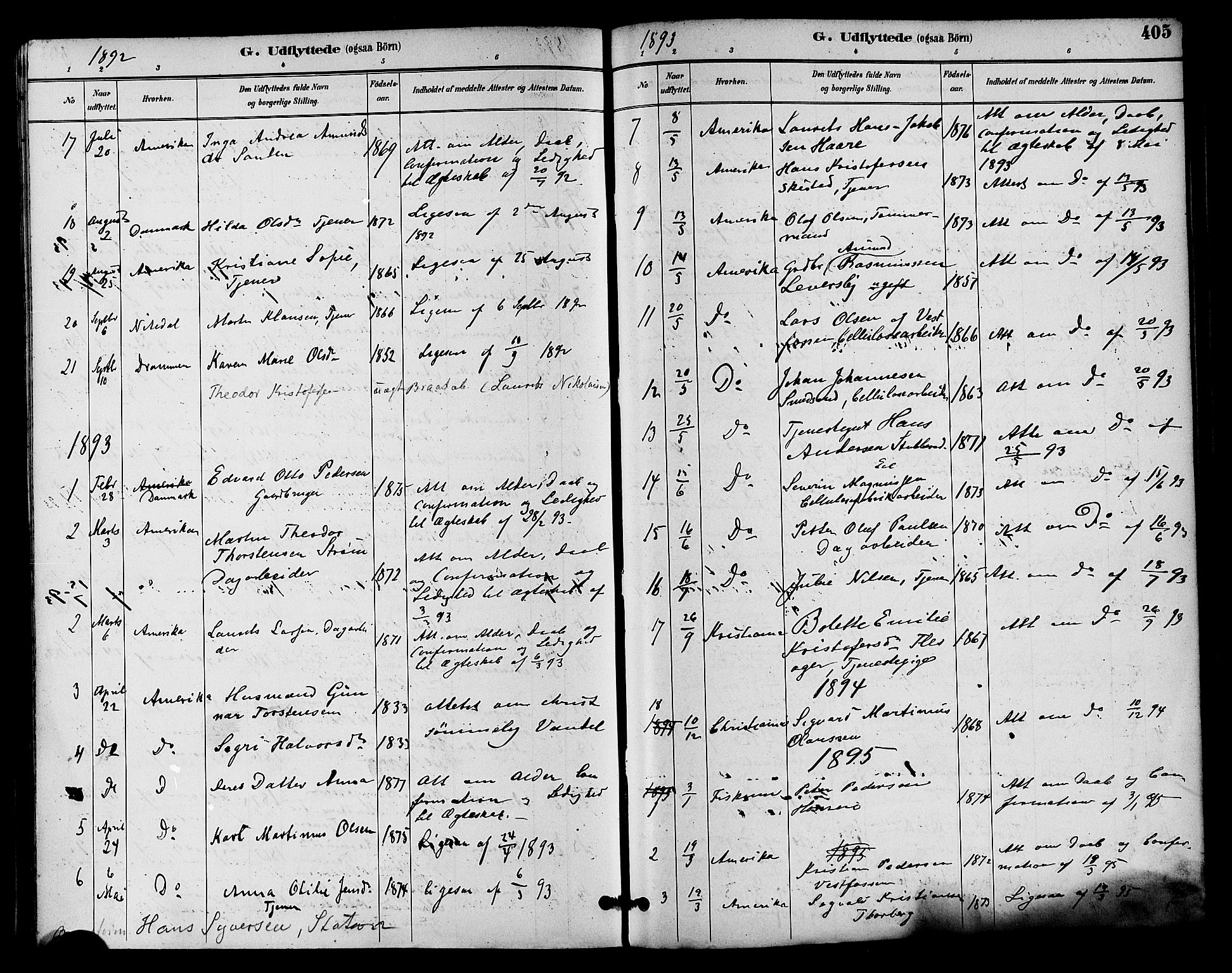 Eiker kirkebøker, SAKO/A-4/F/Fb/L0002: Parish register (official) no. II 2, 1889-1896, p. 405