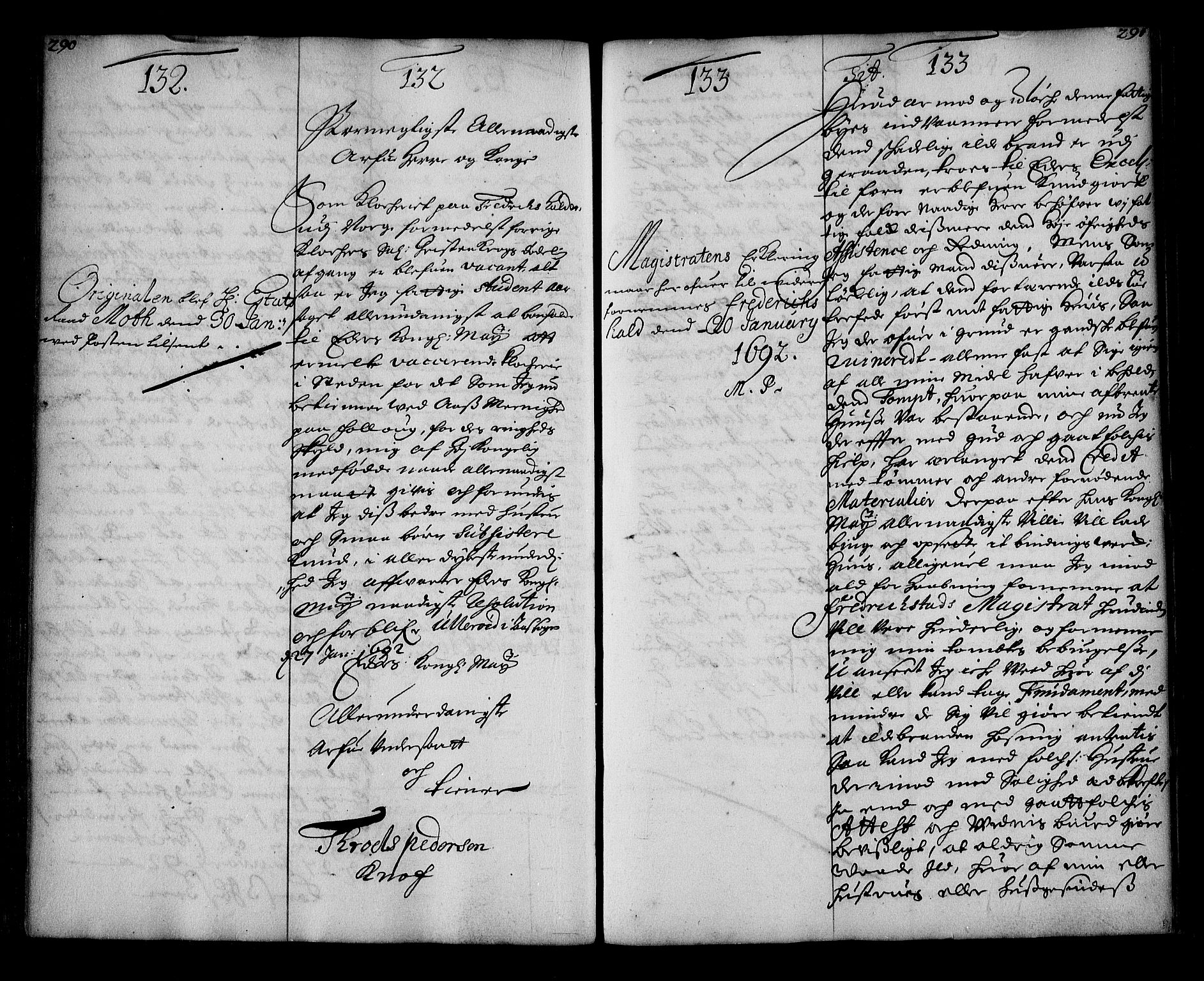 Stattholderembetet 1572-1771, AV/RA-EA-2870/Ae/L0009: Supplikasjons- og resolusjonsprotokoll, 1691-1692, p. 290-291