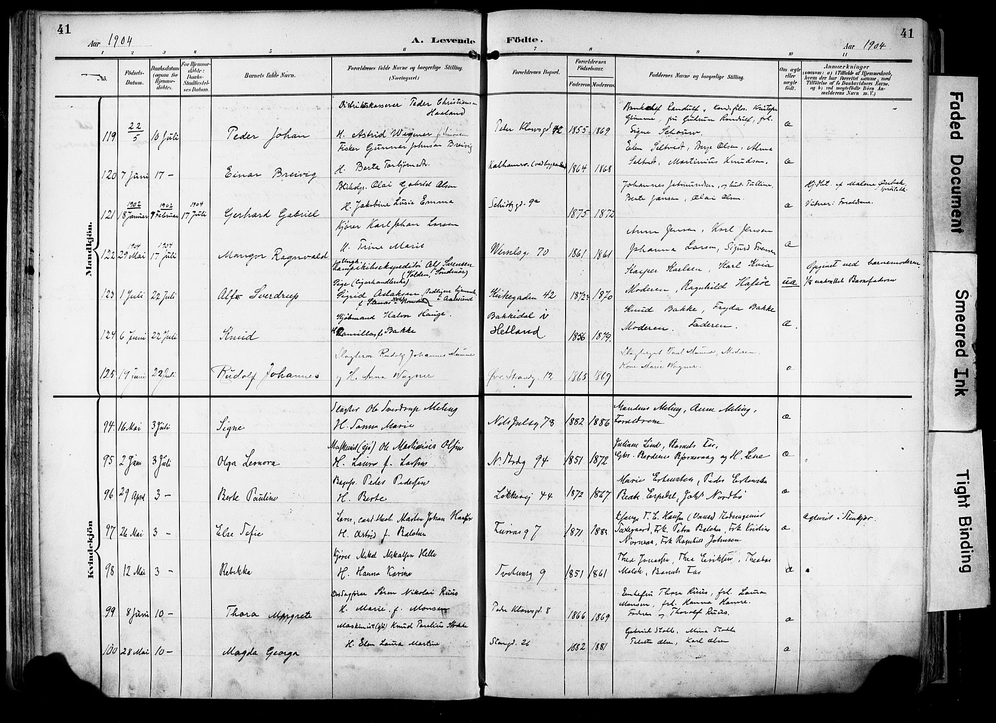 Domkirken sokneprestkontor, AV/SAST-A-101812/001/30/30BA/L0033: Parish register (official) no. A 32, 1903-1915, p. 41