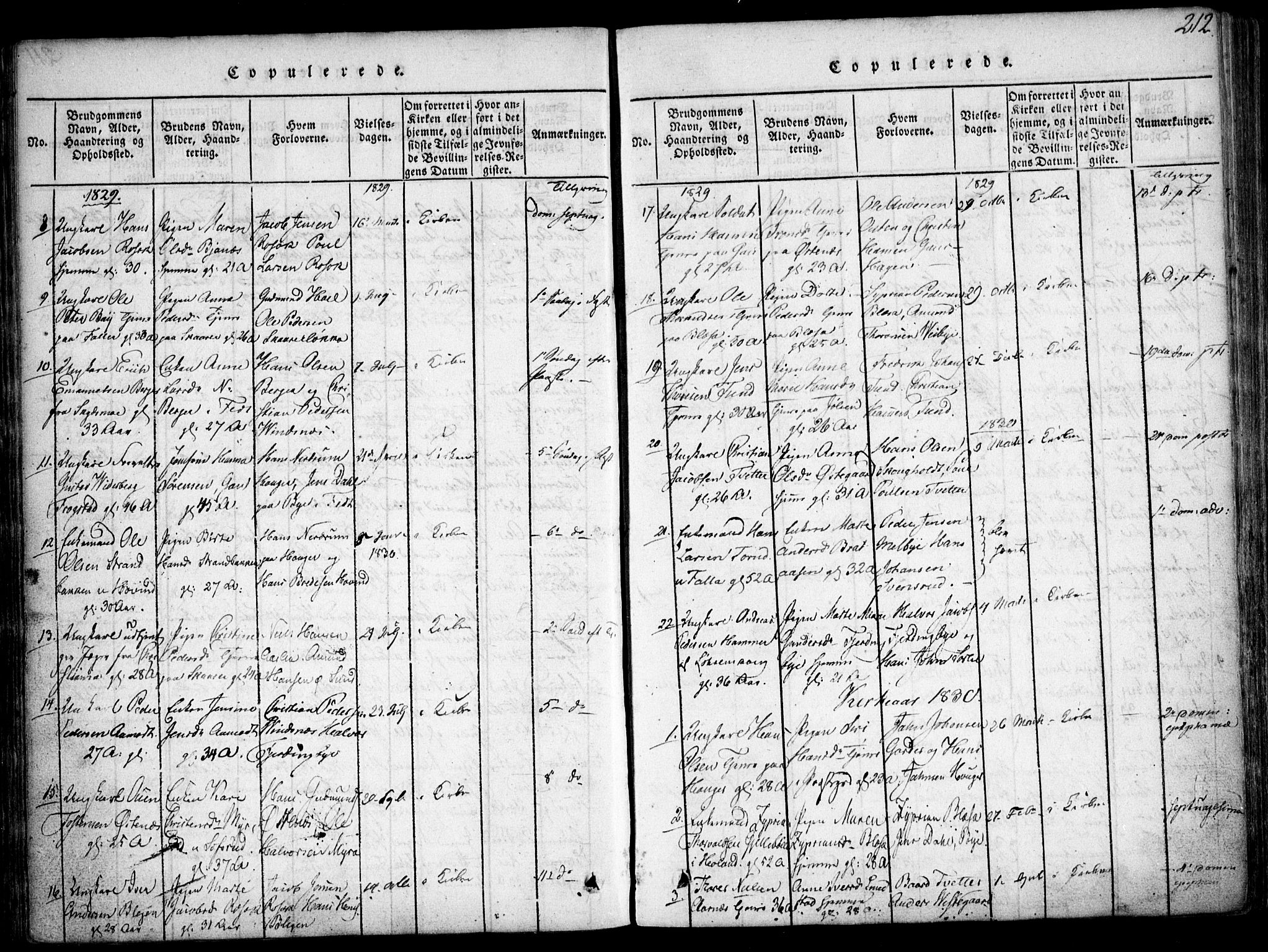 Fet prestekontor Kirkebøker, AV/SAO-A-10370a/F/Fa/L0008: Parish register (official) no. I 8, 1815-1842, p. 212