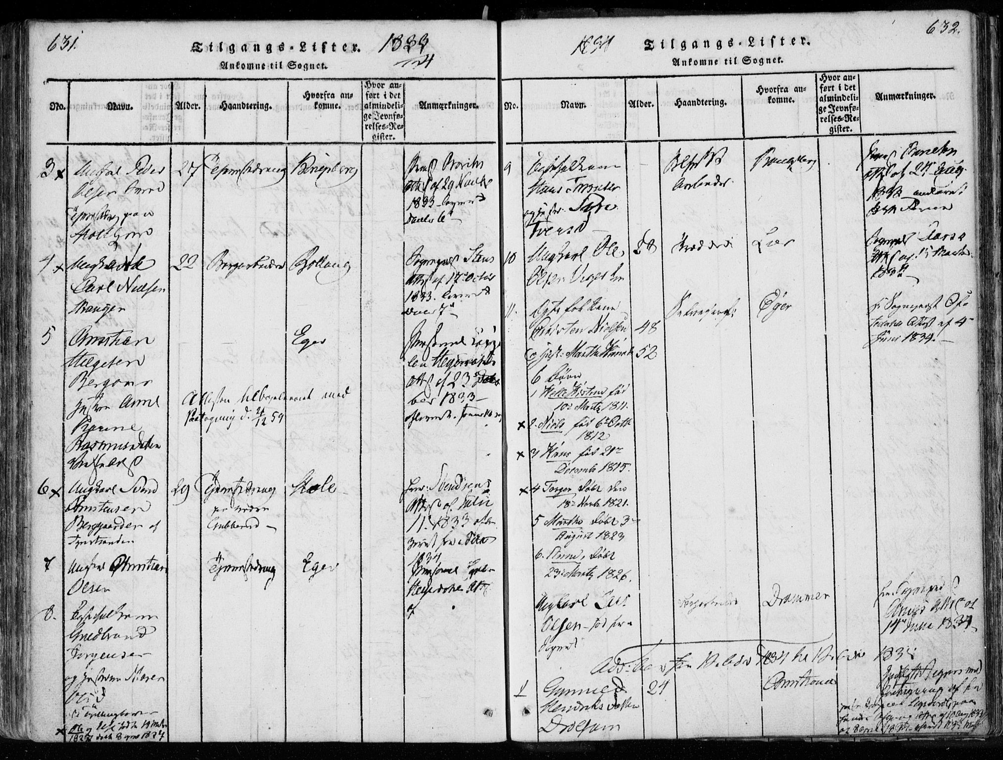 Modum kirkebøker, AV/SAKO-A-234/F/Fa/L0005: Parish register (official) no. 5, 1824-1841, p. 631-632