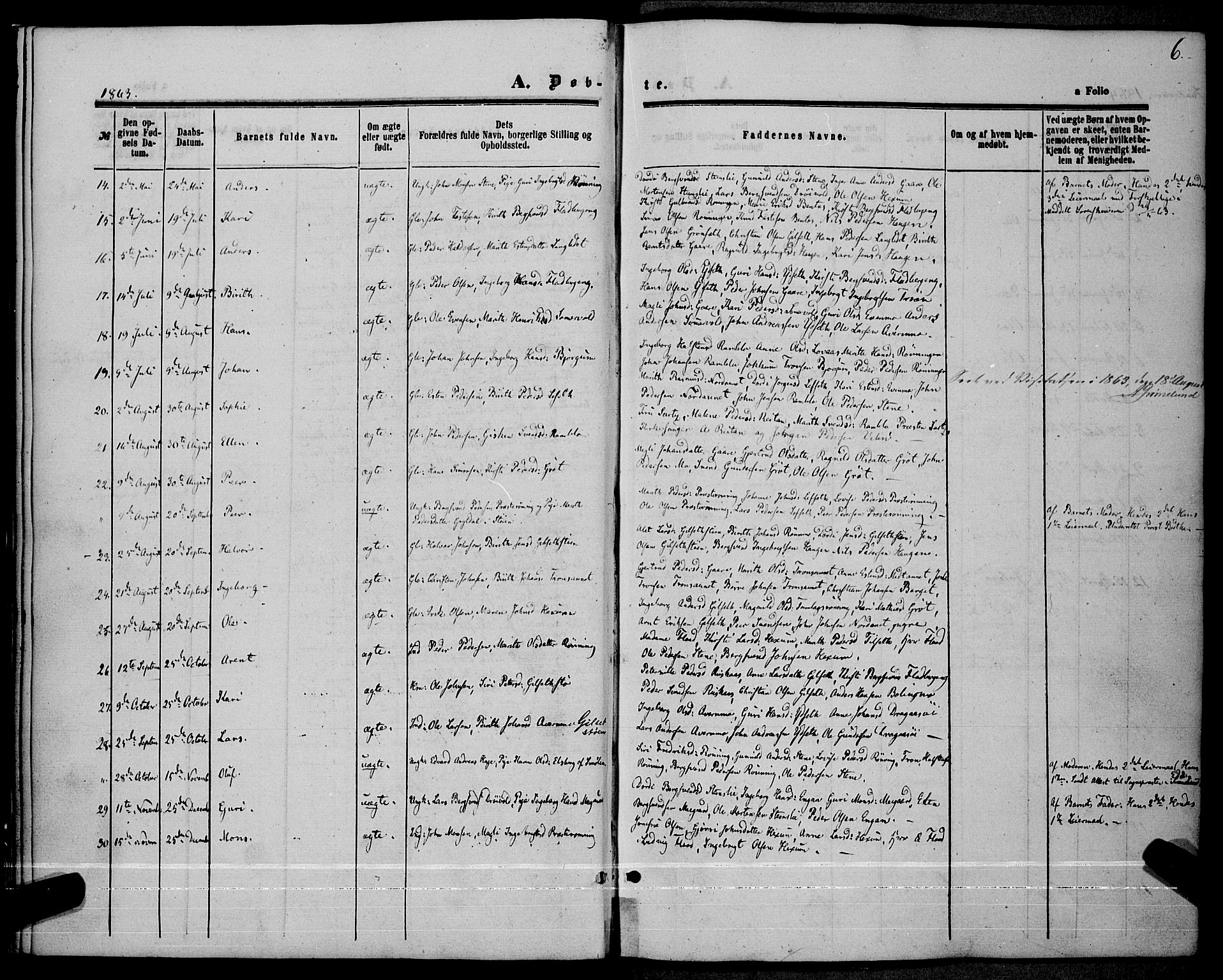 Ministerialprotokoller, klokkerbøker og fødselsregistre - Sør-Trøndelag, SAT/A-1456/685/L0966: Parish register (official) no. 685A07 /1, 1860-1869, p. 6