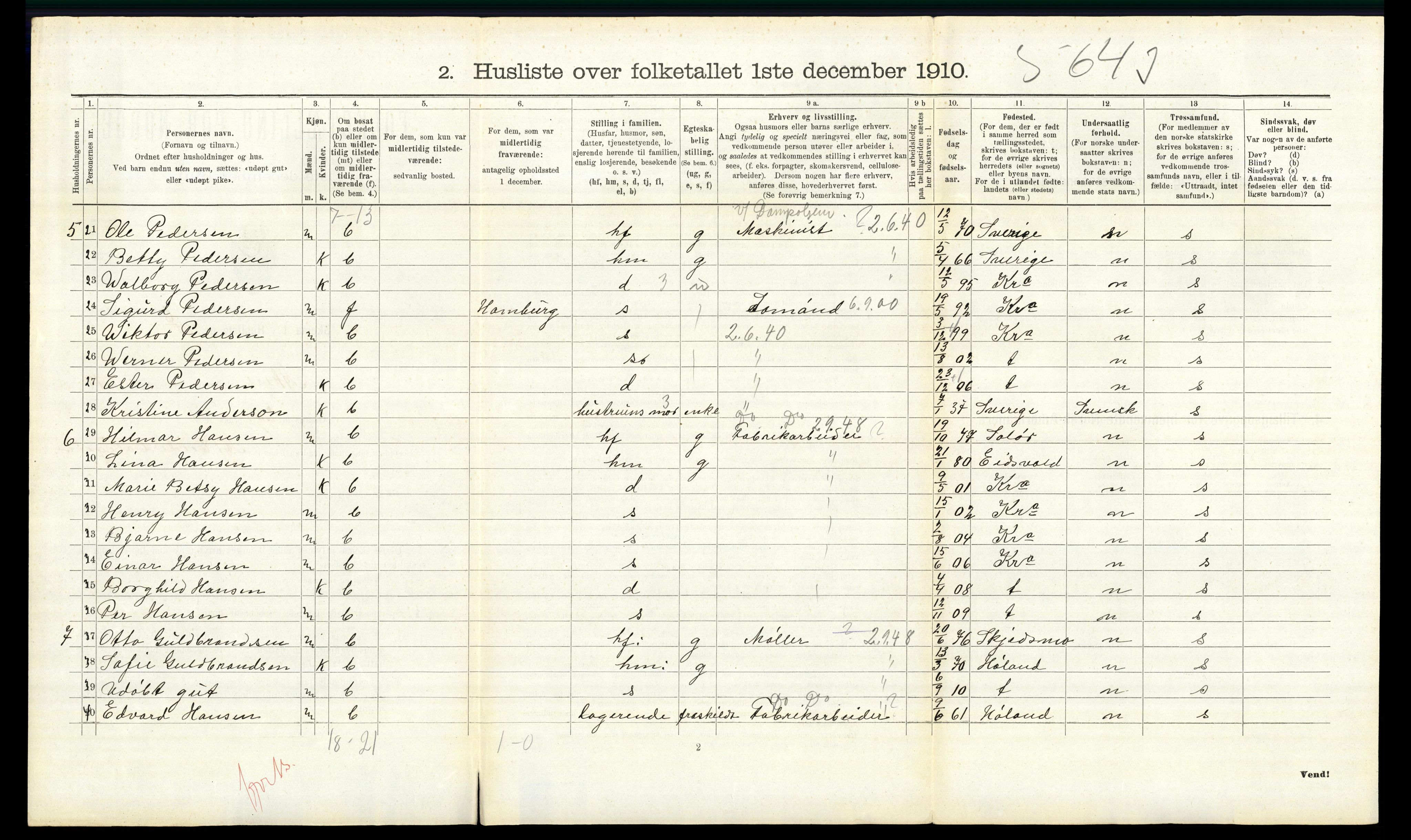 RA, 1910 census for Aker, 1910, p. 4644