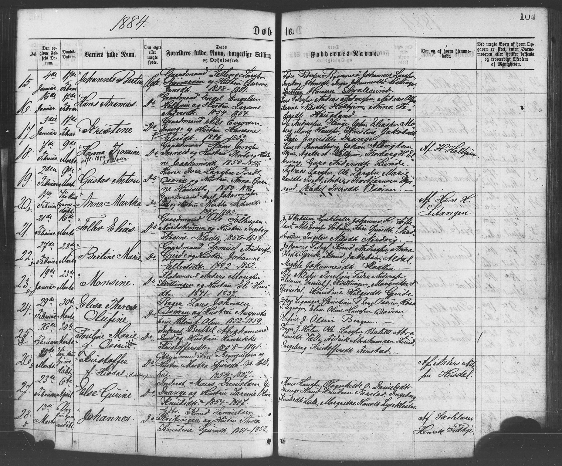 Os sokneprestembete, SAB/A-99929: Parish register (official) no. A 18, 1874-1884, p. 104