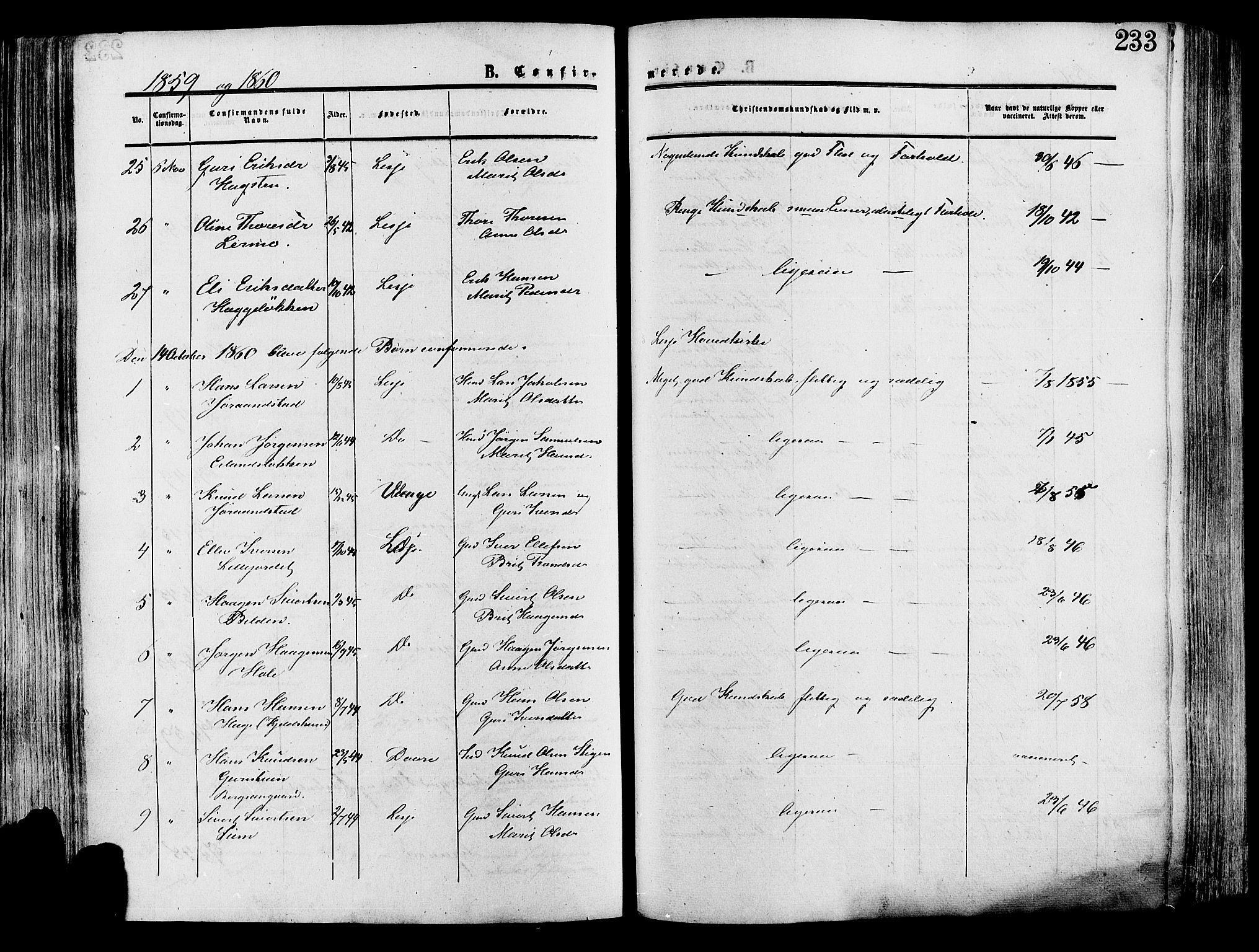 Lesja prestekontor, SAH/PREST-068/H/Ha/Haa/L0008: Parish register (official) no. 8, 1854-1880, p. 233