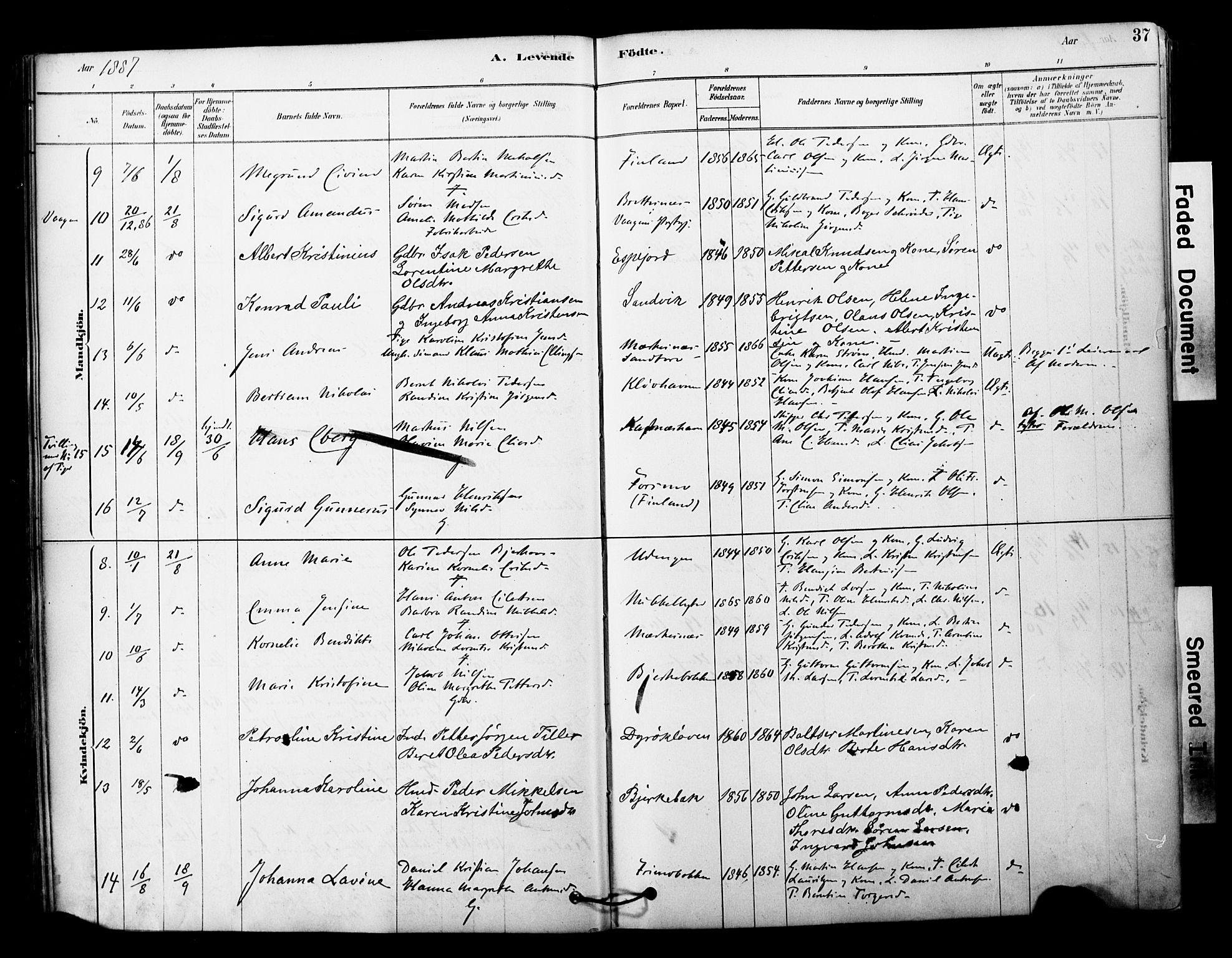 Tranøy sokneprestkontor, SATØ/S-1313/I/Ia/Iaa/L0011kirke: Parish register (official) no. 11, 1878-1904, p. 37
