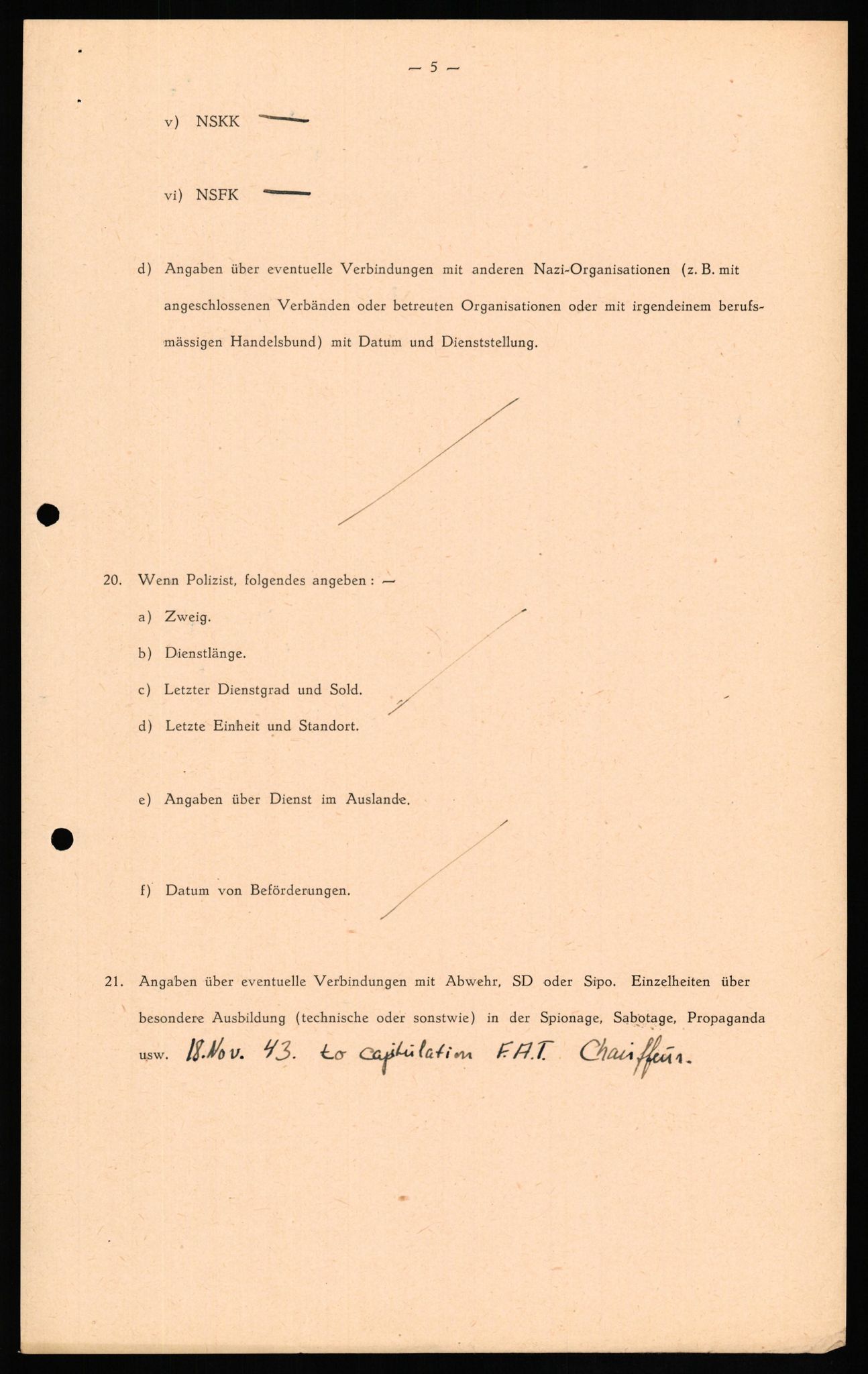 Forsvaret, Forsvarets overkommando II, AV/RA-RAFA-3915/D/Db/L0021: CI Questionaires. Tyske okkupasjonsstyrker i Norge. Tyskere., 1945-1946, p. 218