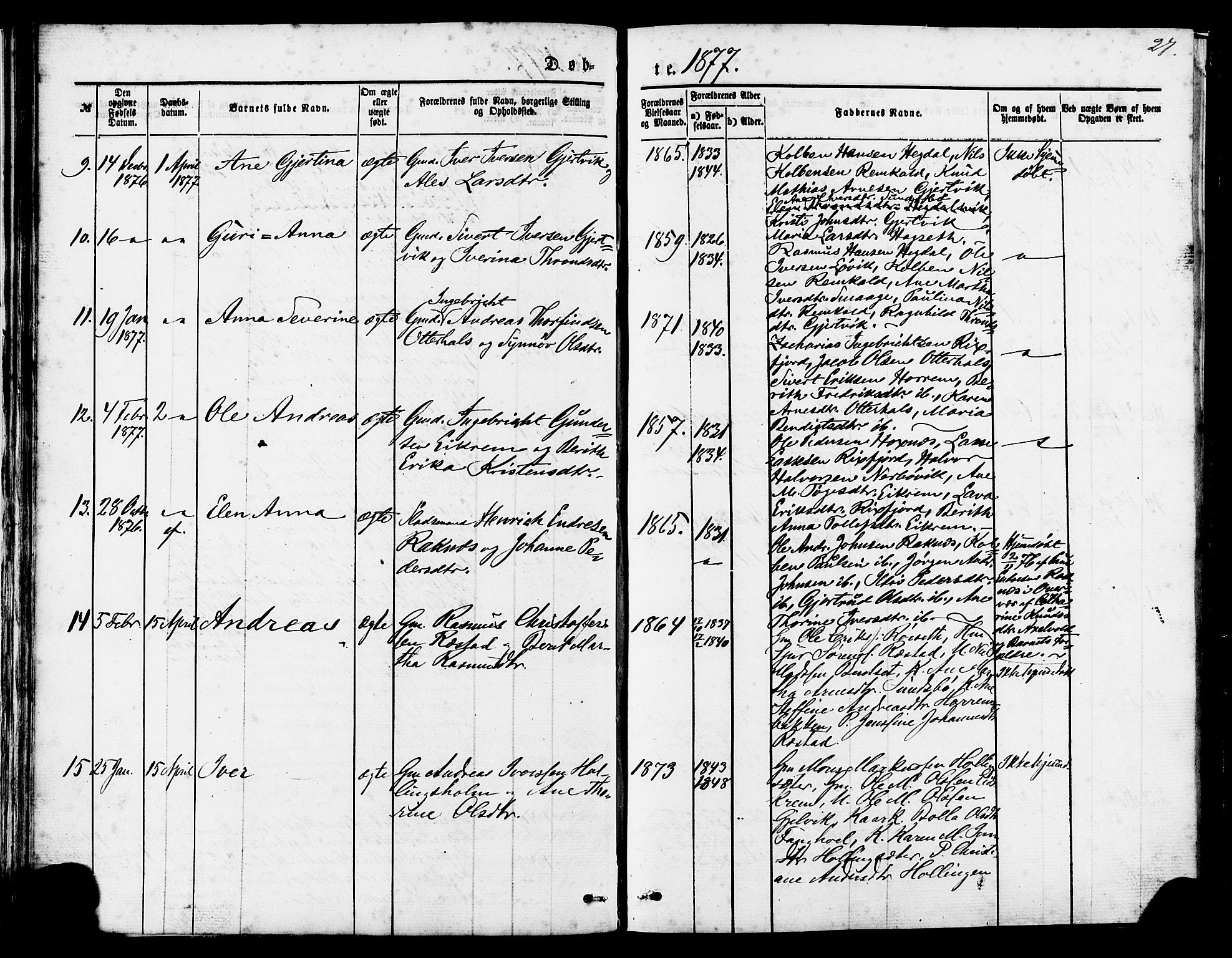 Ministerialprotokoller, klokkerbøker og fødselsregistre - Møre og Romsdal, AV/SAT-A-1454/560/L0720: Parish register (official) no. 560A04, 1873-1878, p. 27