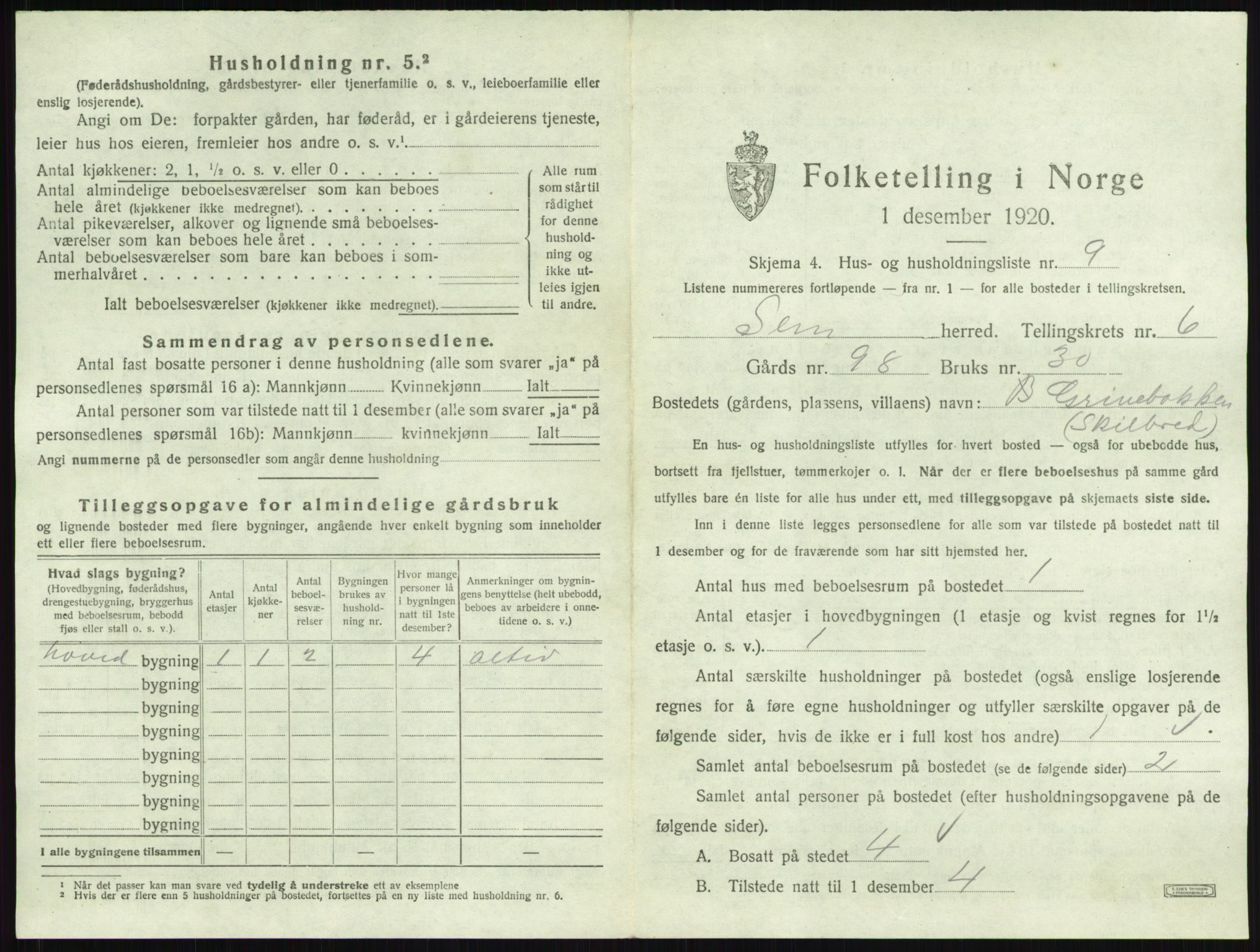 SAKO, 1920 census for Sem, 1920, p. 1277