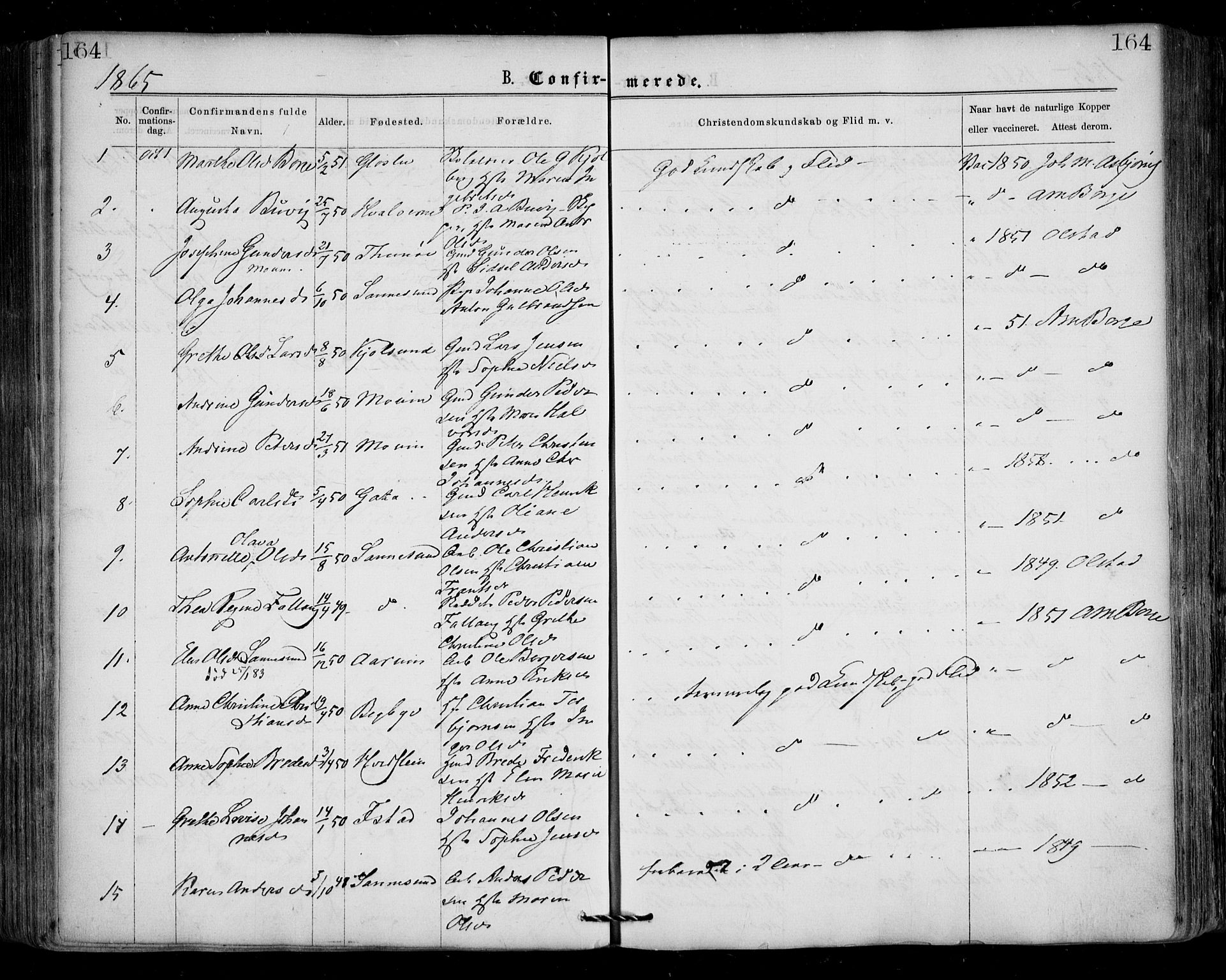 Borge prestekontor Kirkebøker, SAO/A-10903/F/Fa/L0006: Parish register (official) no. I 6, 1861-1874, p. 164