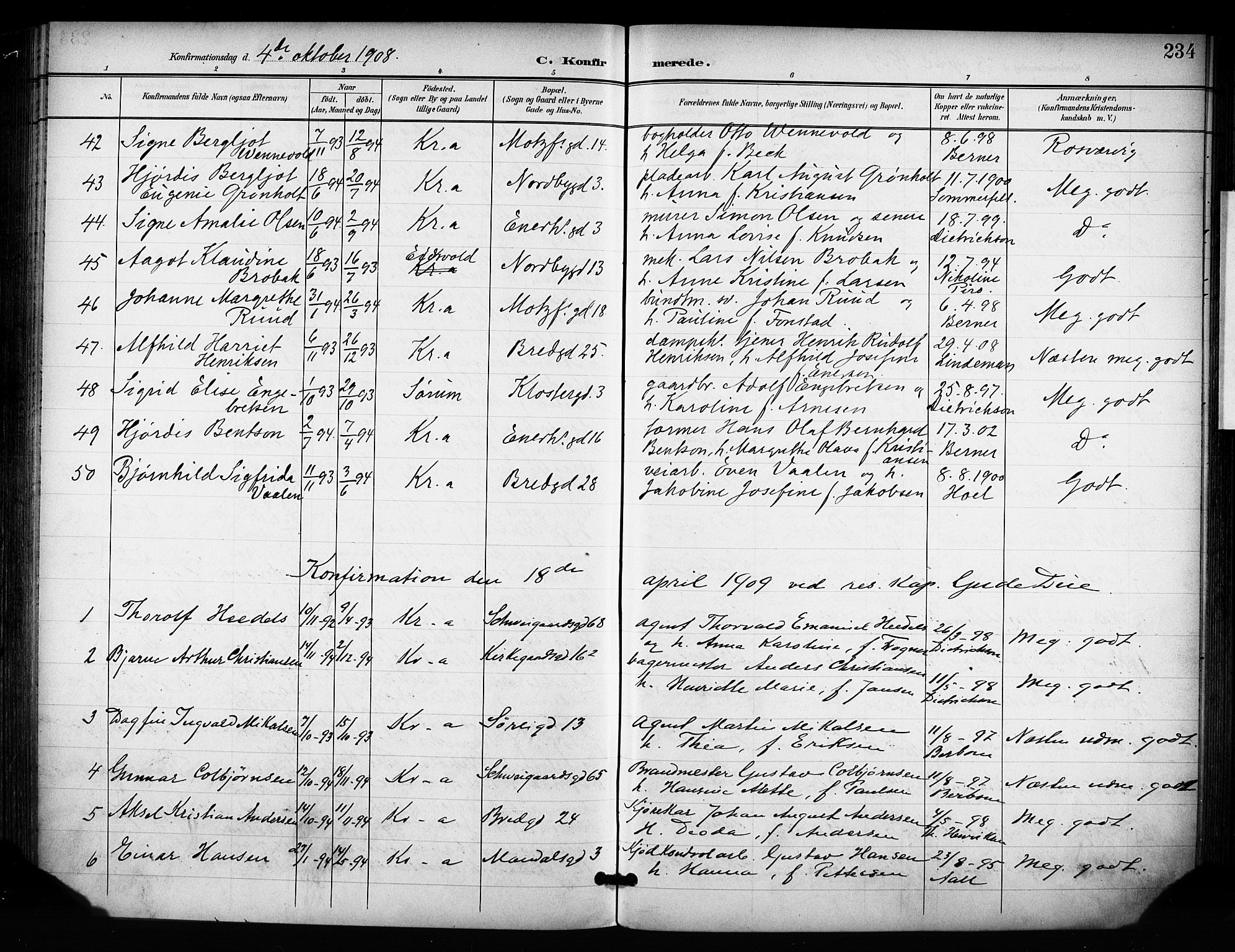 Grønland prestekontor Kirkebøker, AV/SAO-A-10848/F/Fa/L0015: Parish register (official) no. 15, 1899-1919, p. 234