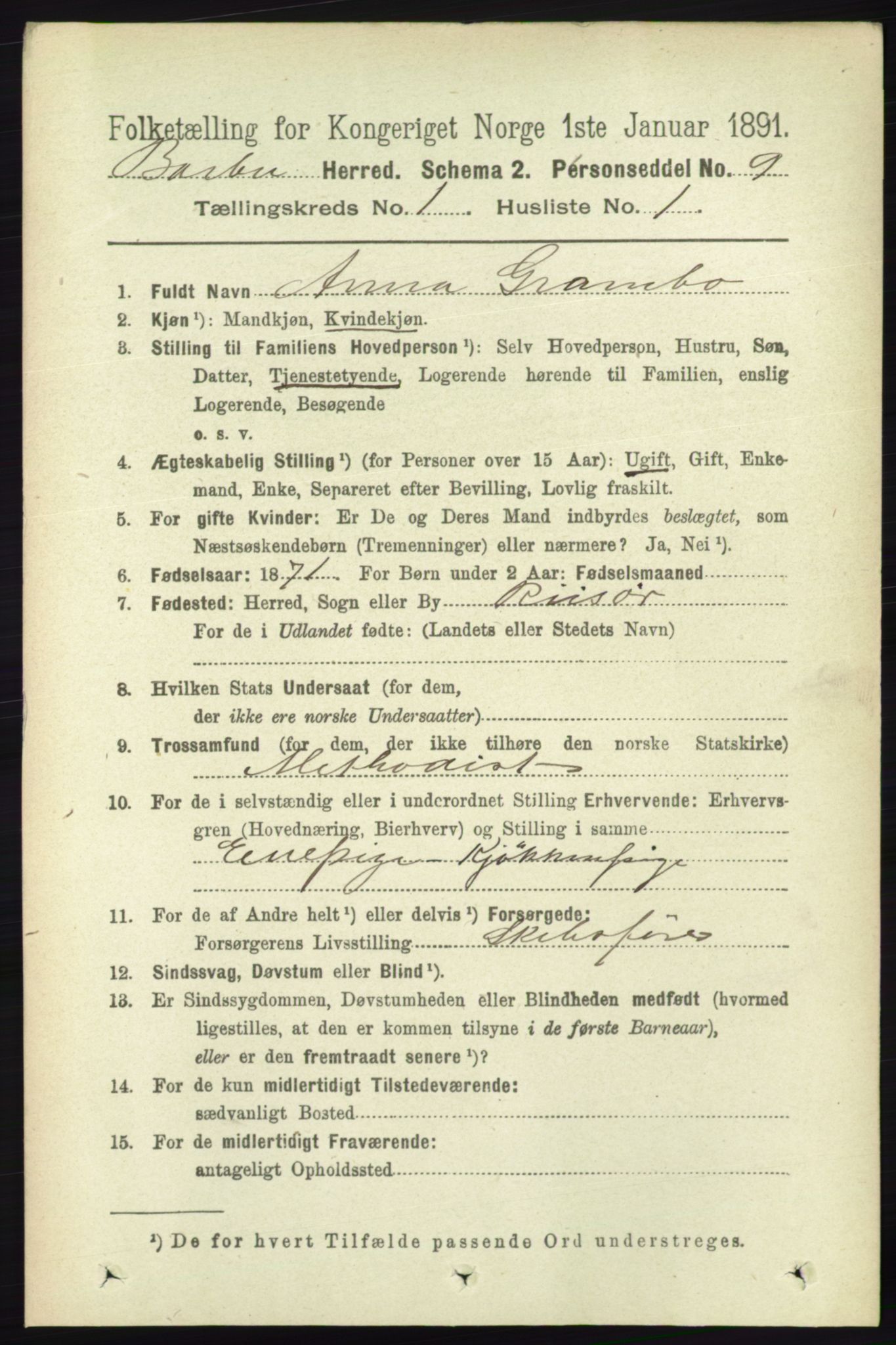 RA, 1891 census for 0990 Barbu, 1891, p. 138